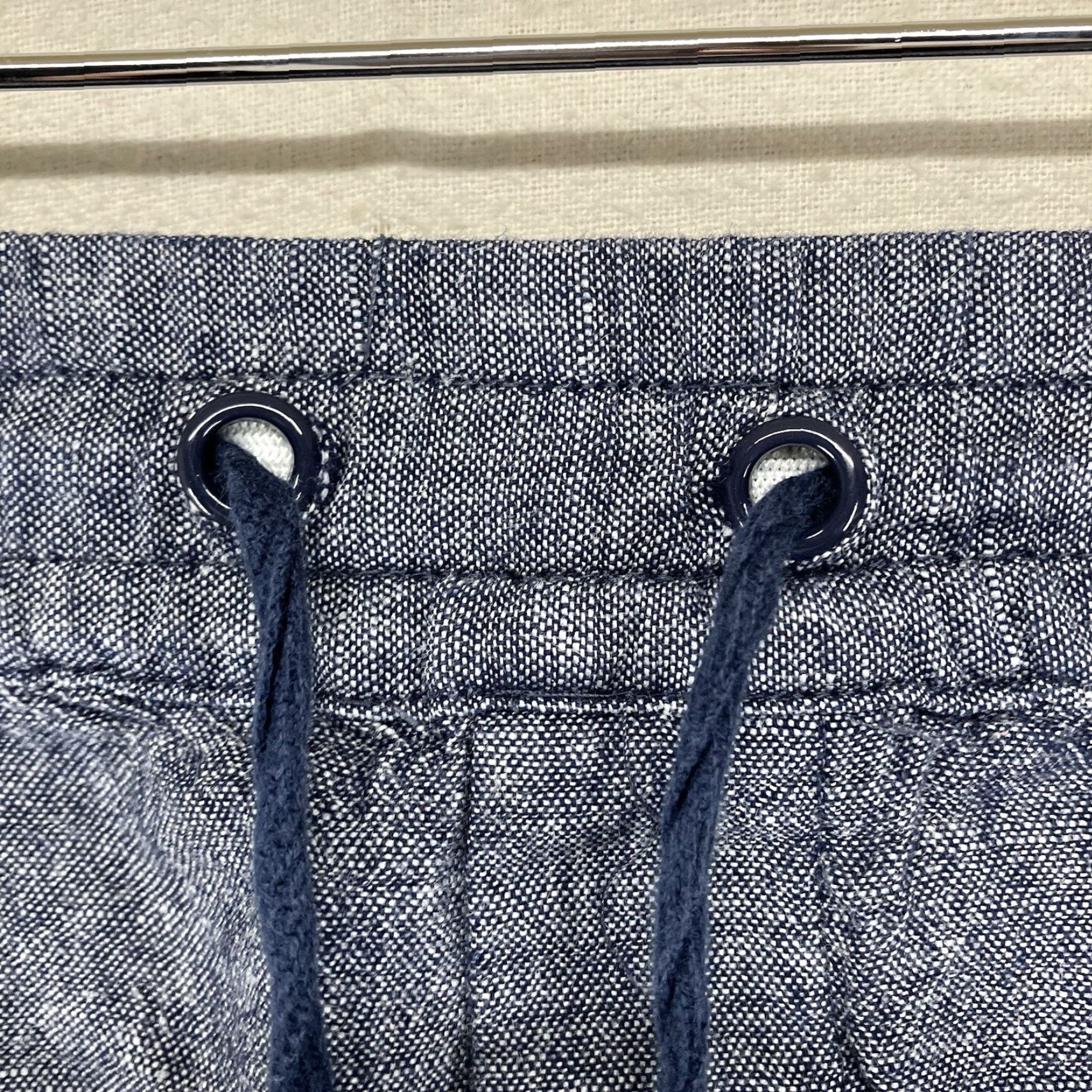 Vintage Soho NY&Co Women's Linen Cotton Blend Chino Shorts Medium Light Indigo Drawstring Casual Beach 3" Inseam Relaxed Fit Size 32" / US 10 / IT 46 - 7 Thumbnail