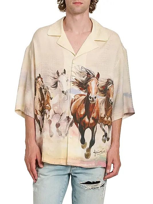 Amiri os11x0326 Horses Camp Shirt in Multicolor Size US S / EU 44-46 / 1 - 2 Thumbnail