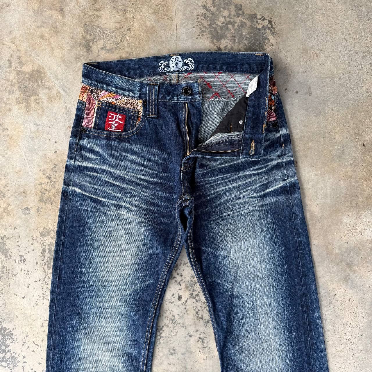 Japanese Brand Japan"Dokuro"Skull Tattoo Namitatsu Redline Denim Ankle Cut Size US 30 / EU 46 - 8 Thumbnail