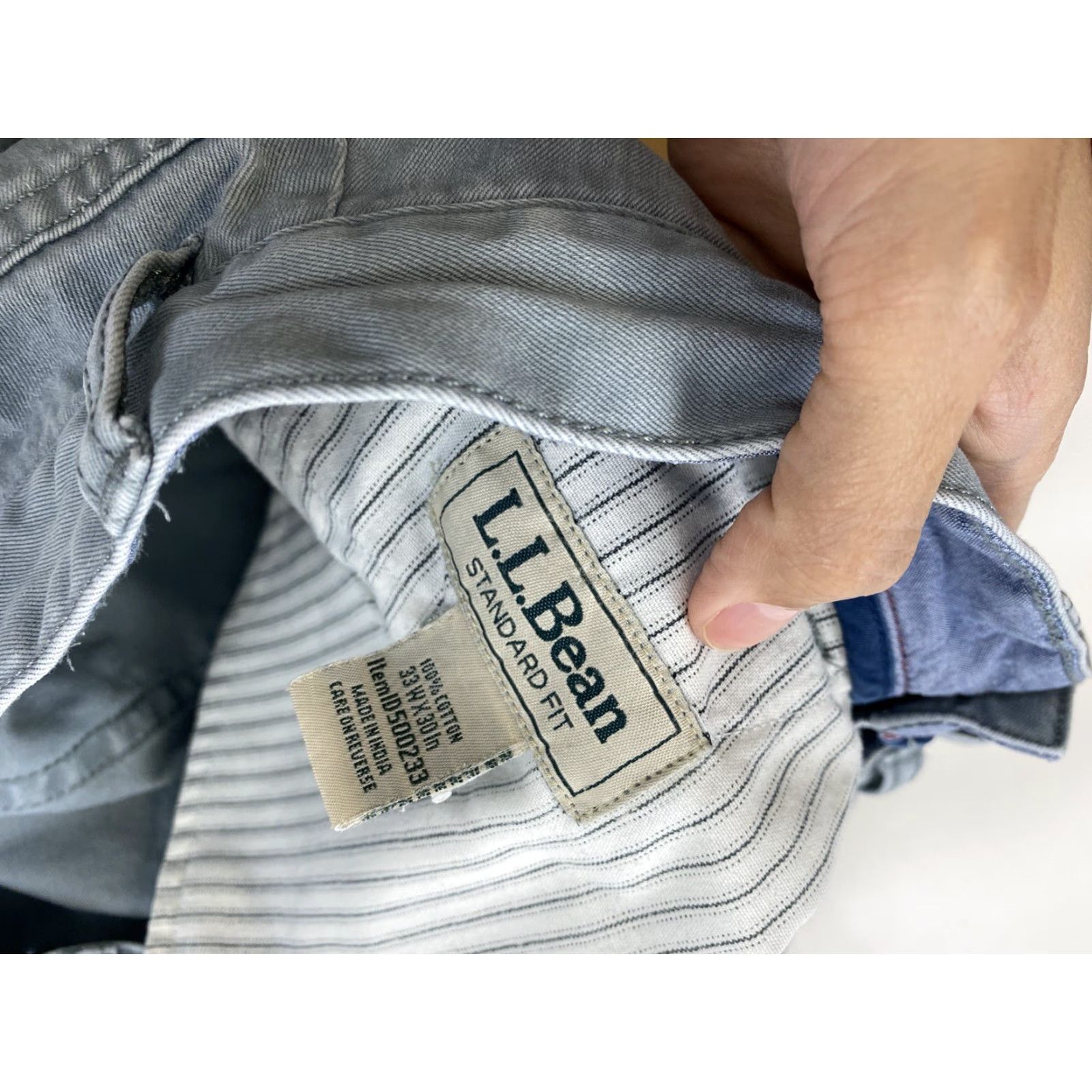 Vintage LL Bean Standard Fit Pants Mens 33x28 Blue Chino Regular Men Mens 33 28in Blue Size US 33 - 3 Thumbnail