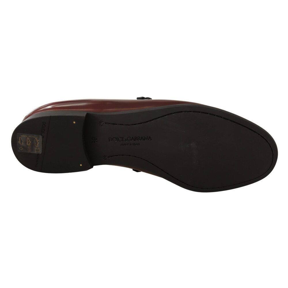 Dolce & Gabbana Dolce & Gabbana Elegant Bordeaux Leather Loafers Size US 7 / EU 40 - 2 Thumbnail