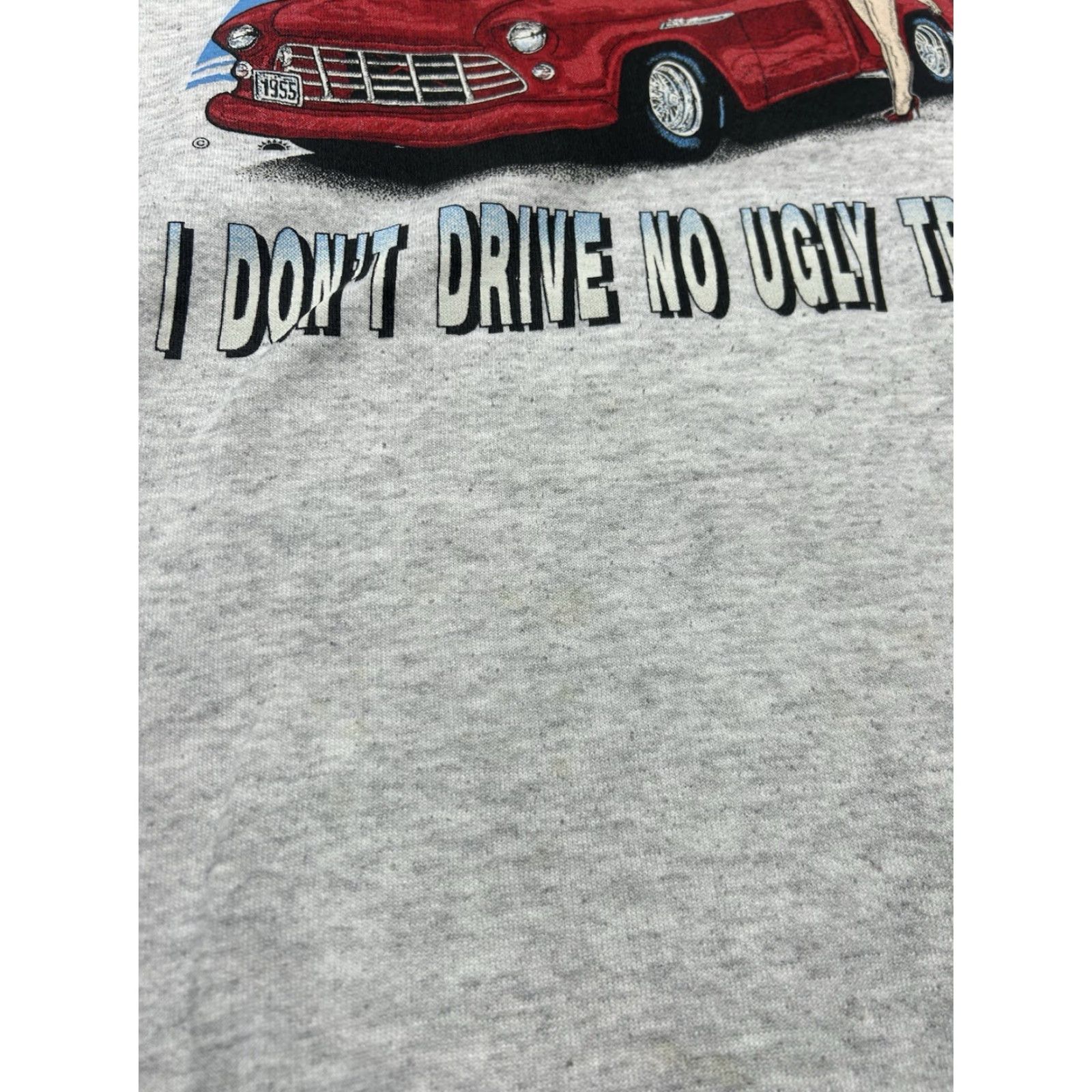 Vintage VINTAGE Sweatshirt Crewneck I don’t drive no ugly truck babe funny XXL tall Gray Mens 80s Pullover Size US XXL / EU 58 / 5 - 4 Thumbnail