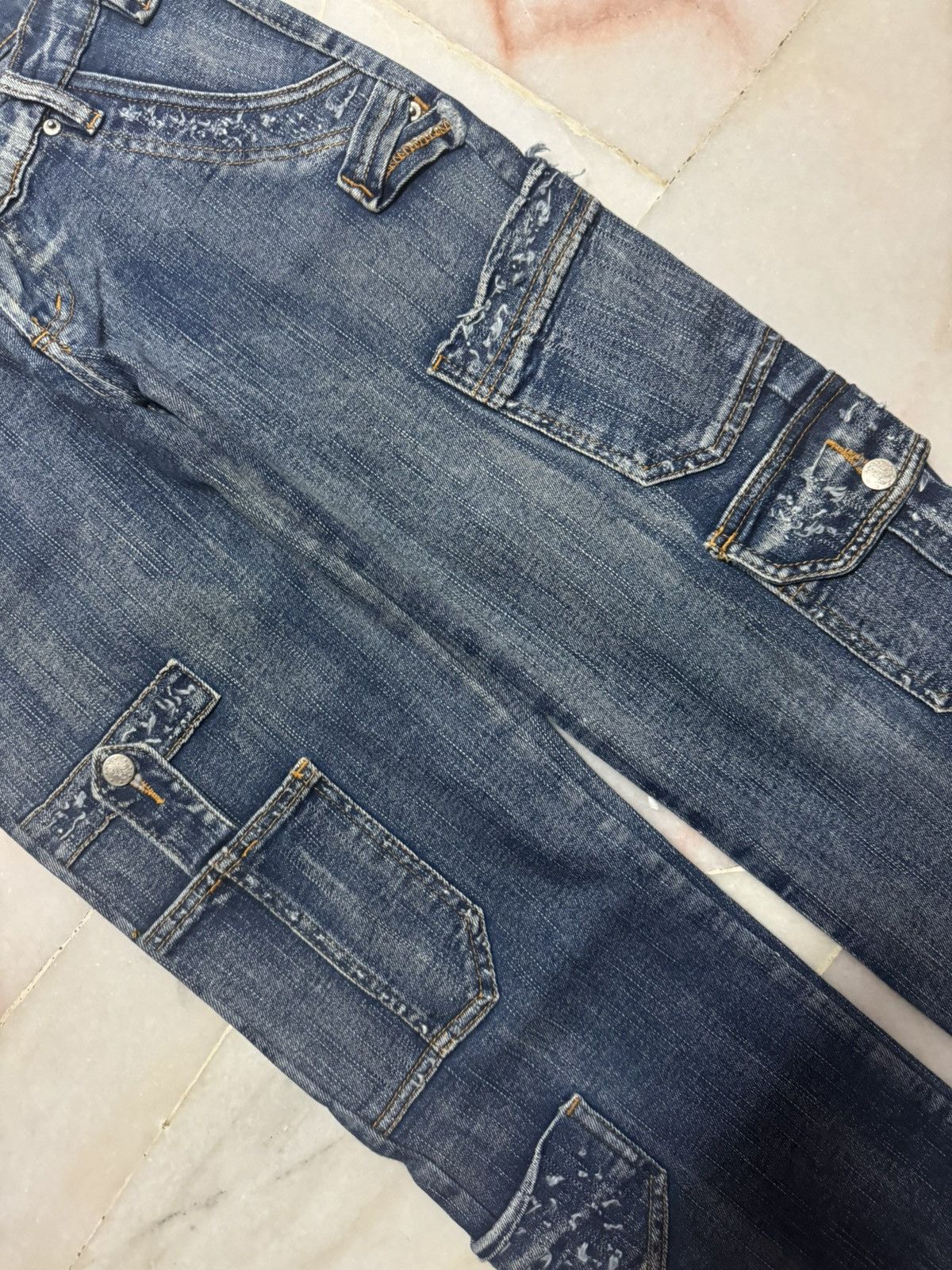 20471120 💥RARE💥JAPANESE CARGO JEANS MULTIPOCKET STYLE WASHED JEAN Size US 28 / EU 44 - 7 Thumbnail
