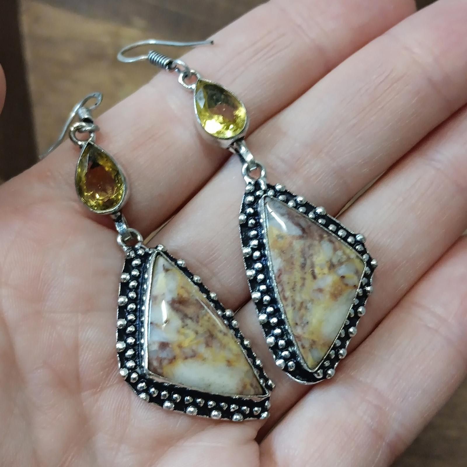 Designer Elegant Jasper and Citrine Stone Earrings Size ONE SIZE - 5 Thumbnail
