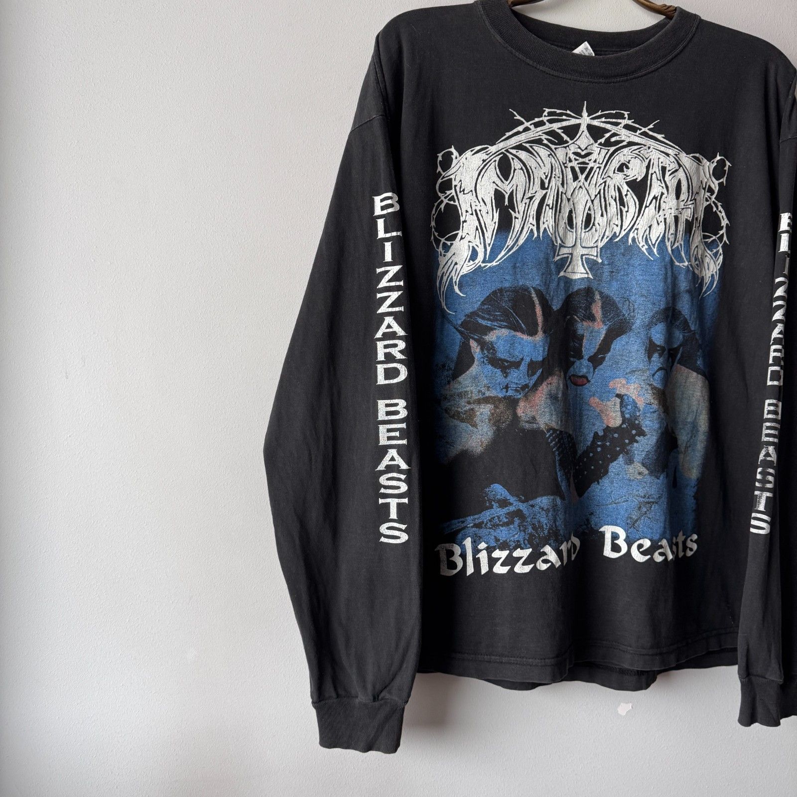 Vintage Immortal Blizzard Beasts 1990s Metal Band Faded Trashed Size US XL / EU 56 / 4 - 2 Thumbnail