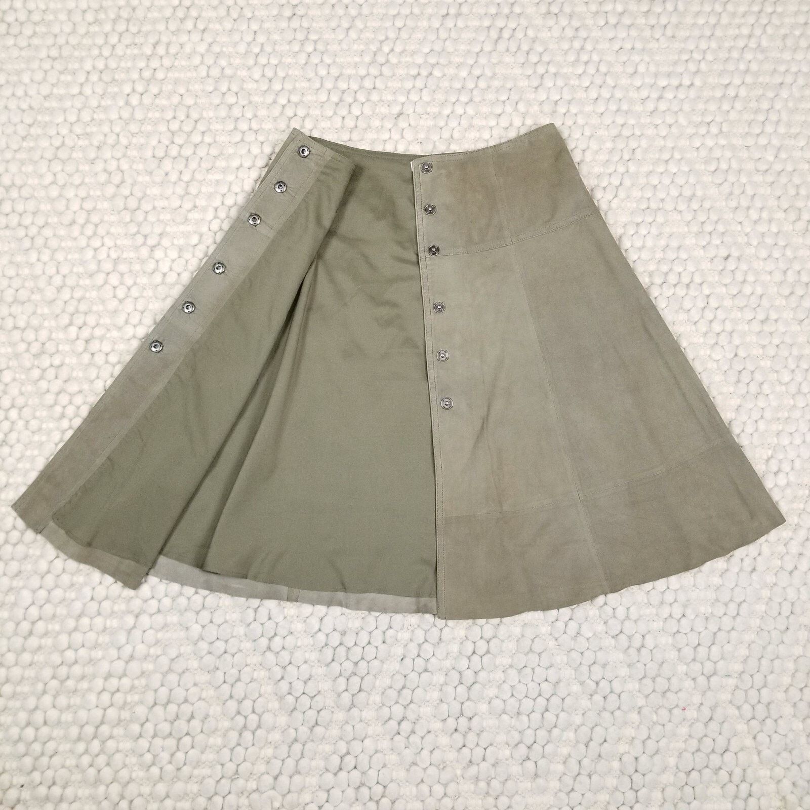 Joie Joie Mylon Goat Leather Snap Front Skirt Green Sz Small Size 27" / US 4 / IT 40 - 3 Thumbnail