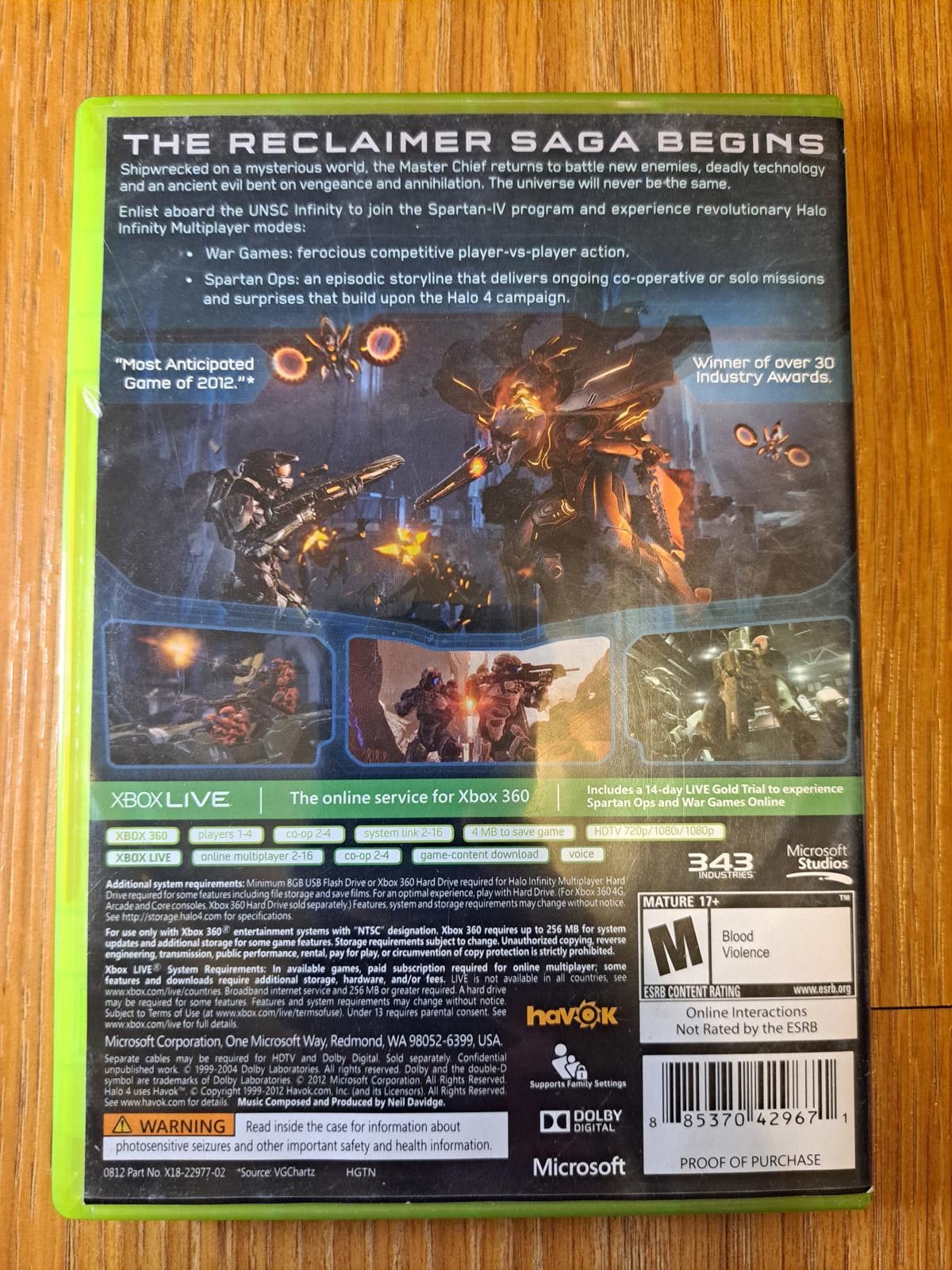 Microsoft Halo 4 Xbox 360 Video Game Size ONE SIZE - 2 Thumbnail