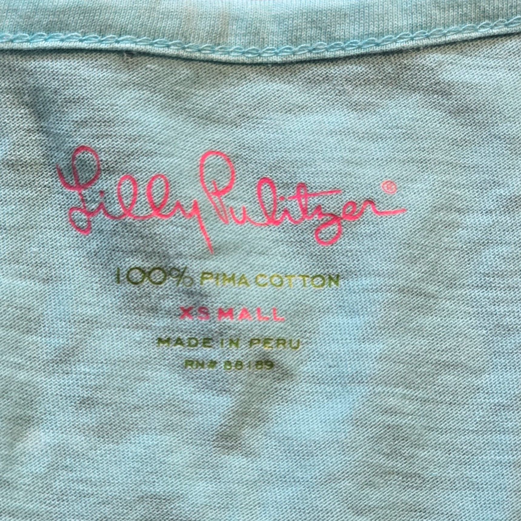 Lilly Pulitzer Lilly Pulitzer Top Womens XS Blue Pima Cotton V Neck Short Sleeve Casual Knit Lightweight Regular Basic Shirt Womens XS Blue Size XS / US 0-2 / IT 36-38 - 3 Thumbnail