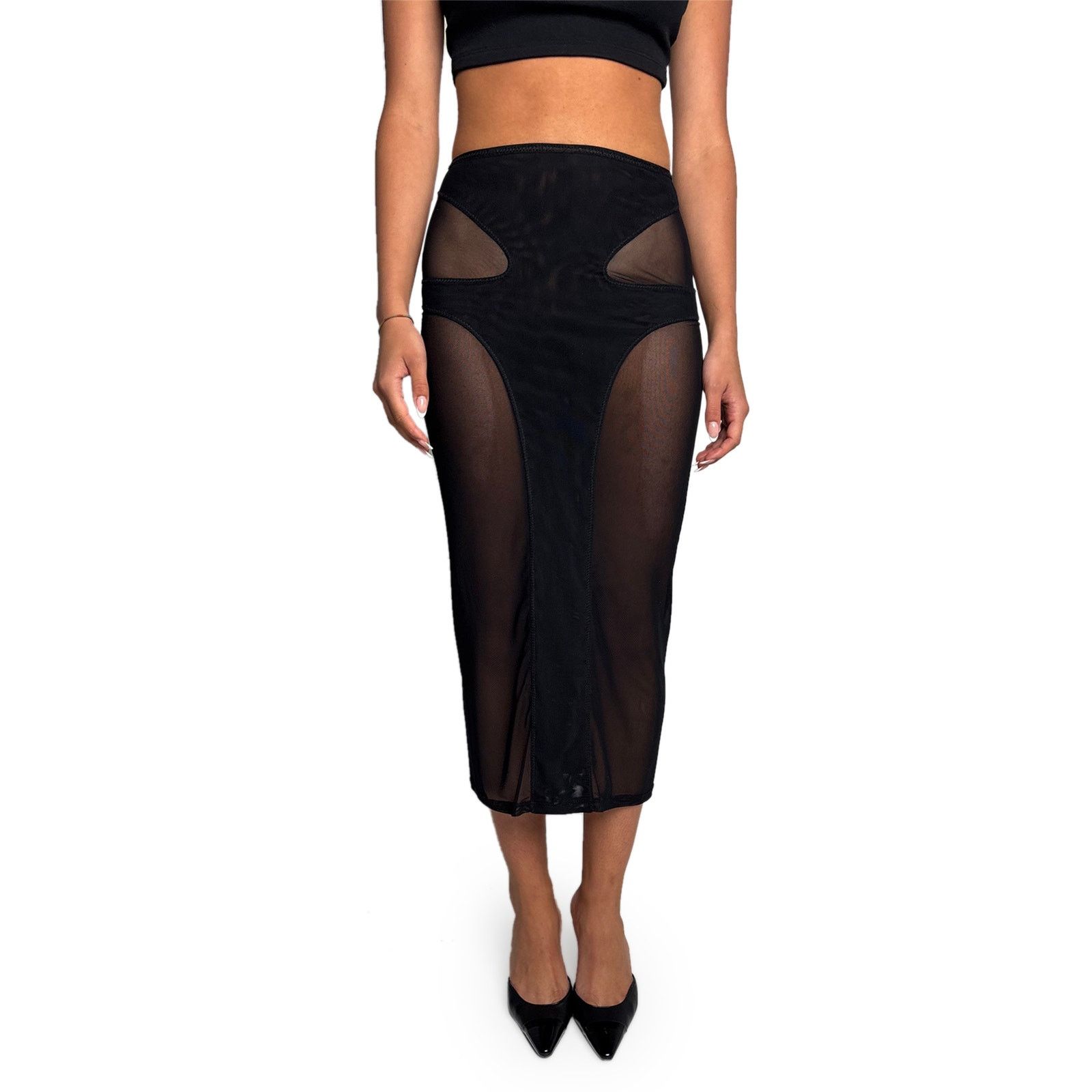 Dion Lee Black Sheer Panel Skirt Size 25" / US 0 / IT 36 - 1 Thumbnail