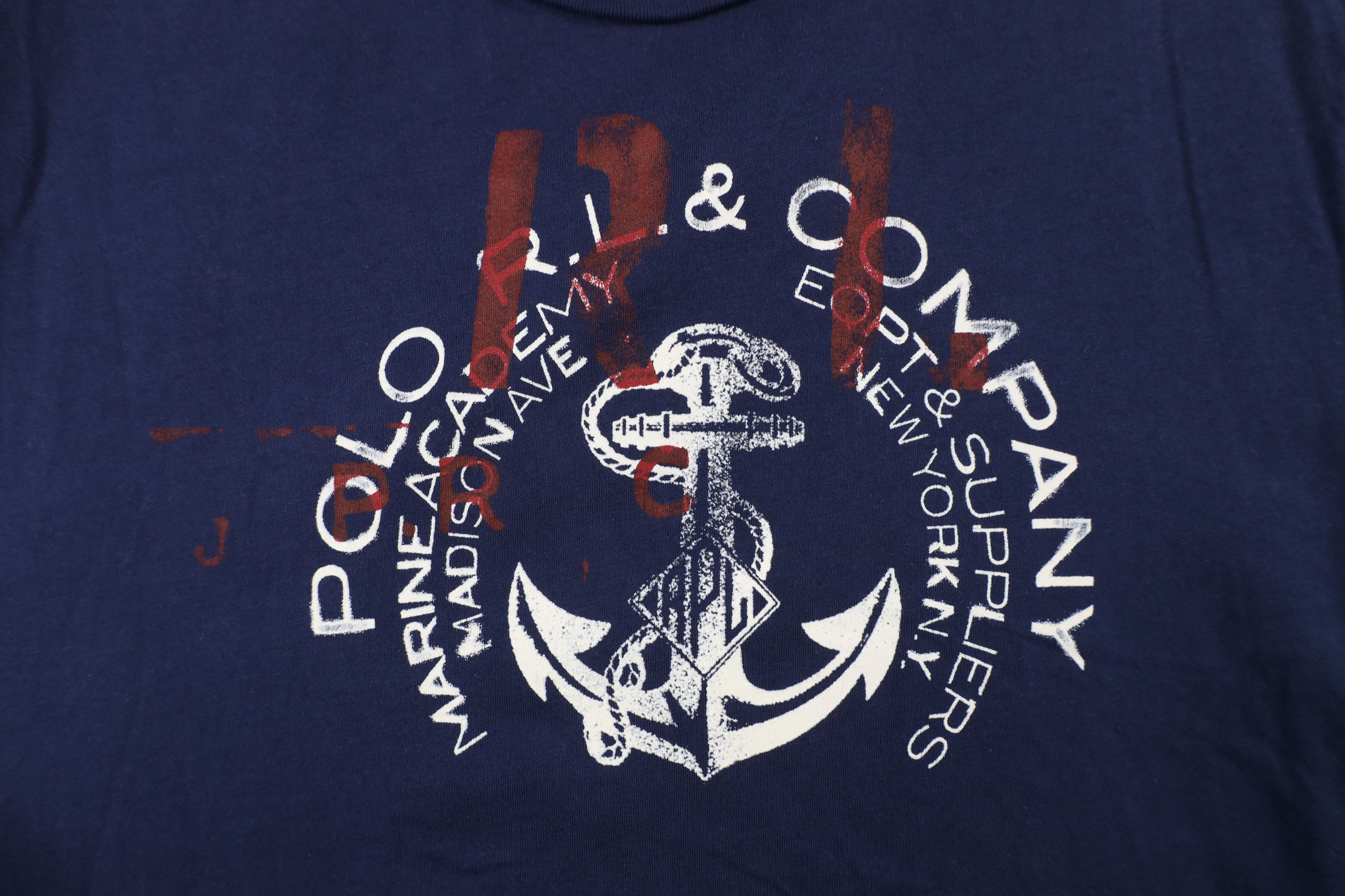 Ralph Lauren × Vintage Vintage 90s Ralph Lauren Boat Anchor Marine T-Shirt Blue Size US XL / EU 56 / 4 - 4 Thumbnail