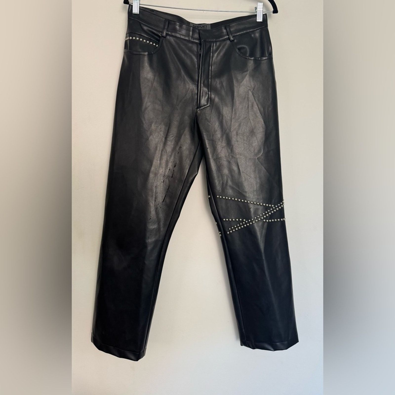 Versace Versace Men’s Faux Leather Studded Pants Size US 30 / EU 46 - 1 Thumbnail