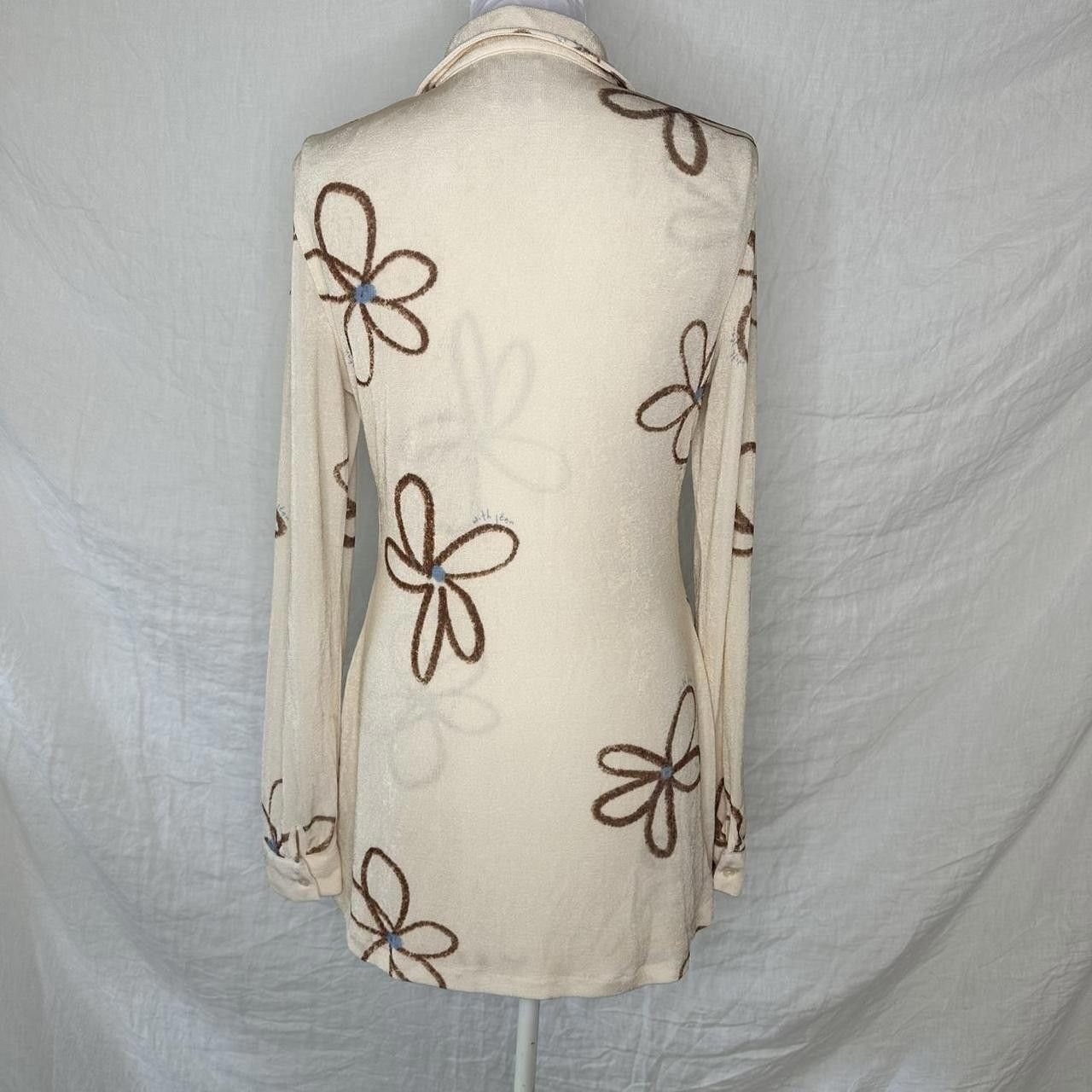 Designer With Jean Andy Button-Down Mini Dress Cream Floral Sz M Size M / US 6-8 / IT 42-44 - 8 Thumbnail