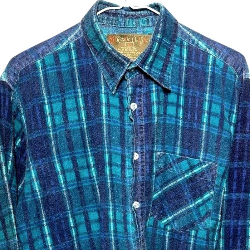 Vintage Rustic Outfitters Mens Plaid Flannel Long Sleeve Button Up Shirt Large Green Casual Size US L / EU 52-54 / 3 - 5 Thumbnail
