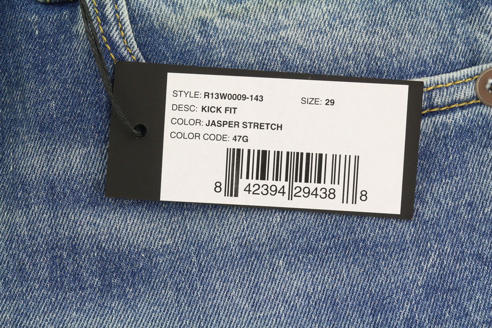 R13 KICK FIT 29 Jasper Stretch Cropped Faded Blue PS26 89078 Size 29" - 9 Thumbnail