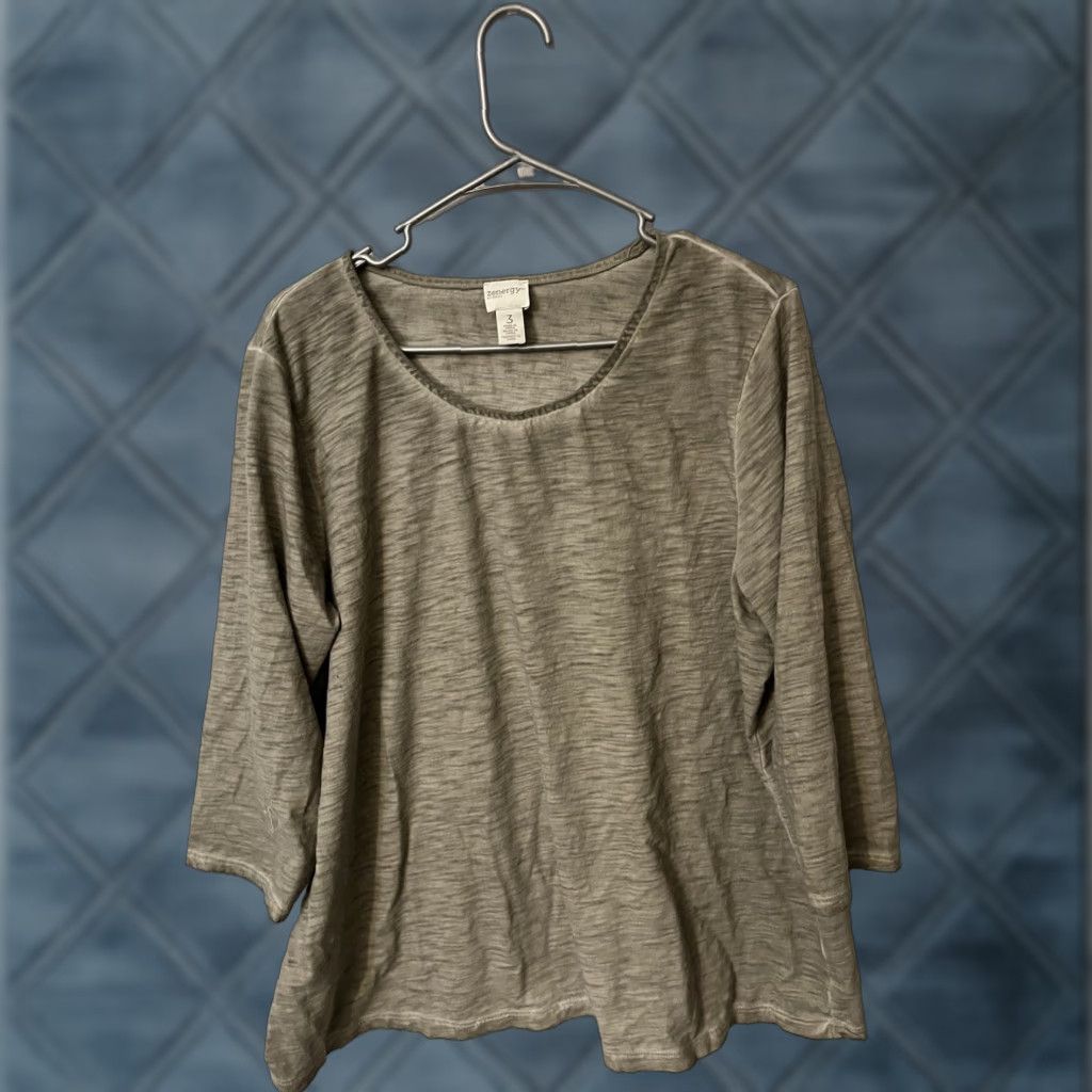 Vintage Womens Chicos Zenergy Top Size 3 Olive Green Heathered Size XS / US 0-2 / IT 36-38 - 1 Thumbnail