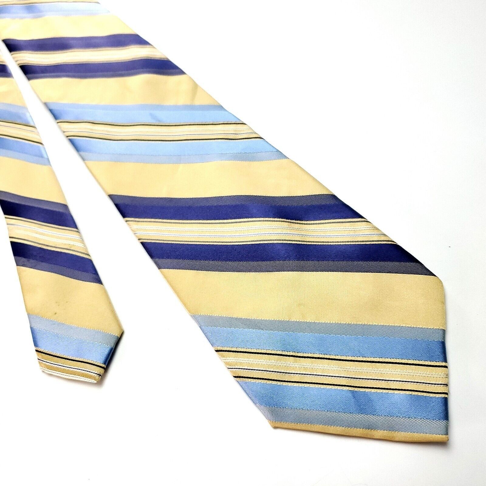 Perry Ellis Perry Ellis Portfolio Yellow/Beige & Blue Silk Tie Woven Reg Size ONE SIZE - 1 Thumbnail