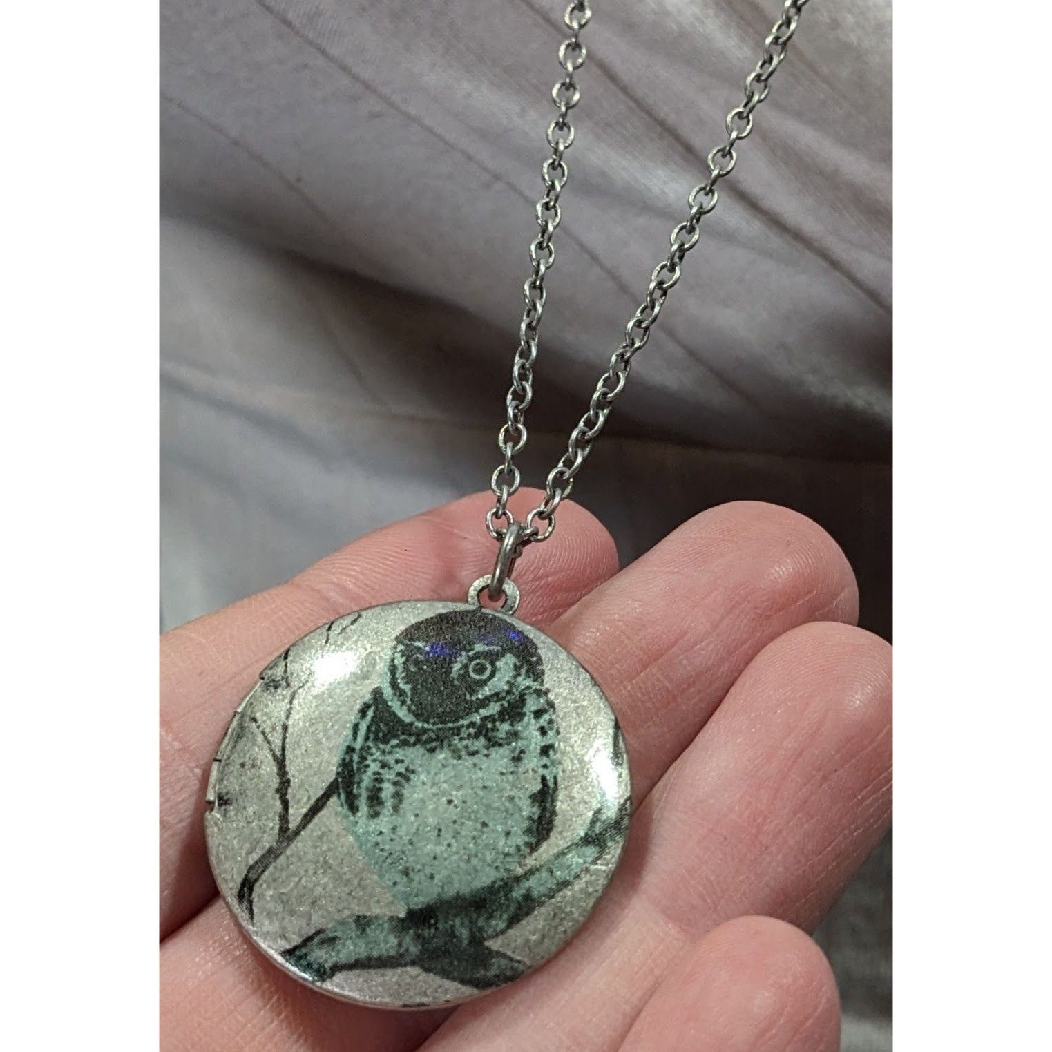 Other Nature Themed Owl Front Silver Tone Locket Necklace Size ONE SIZE - 9 Thumbnail
