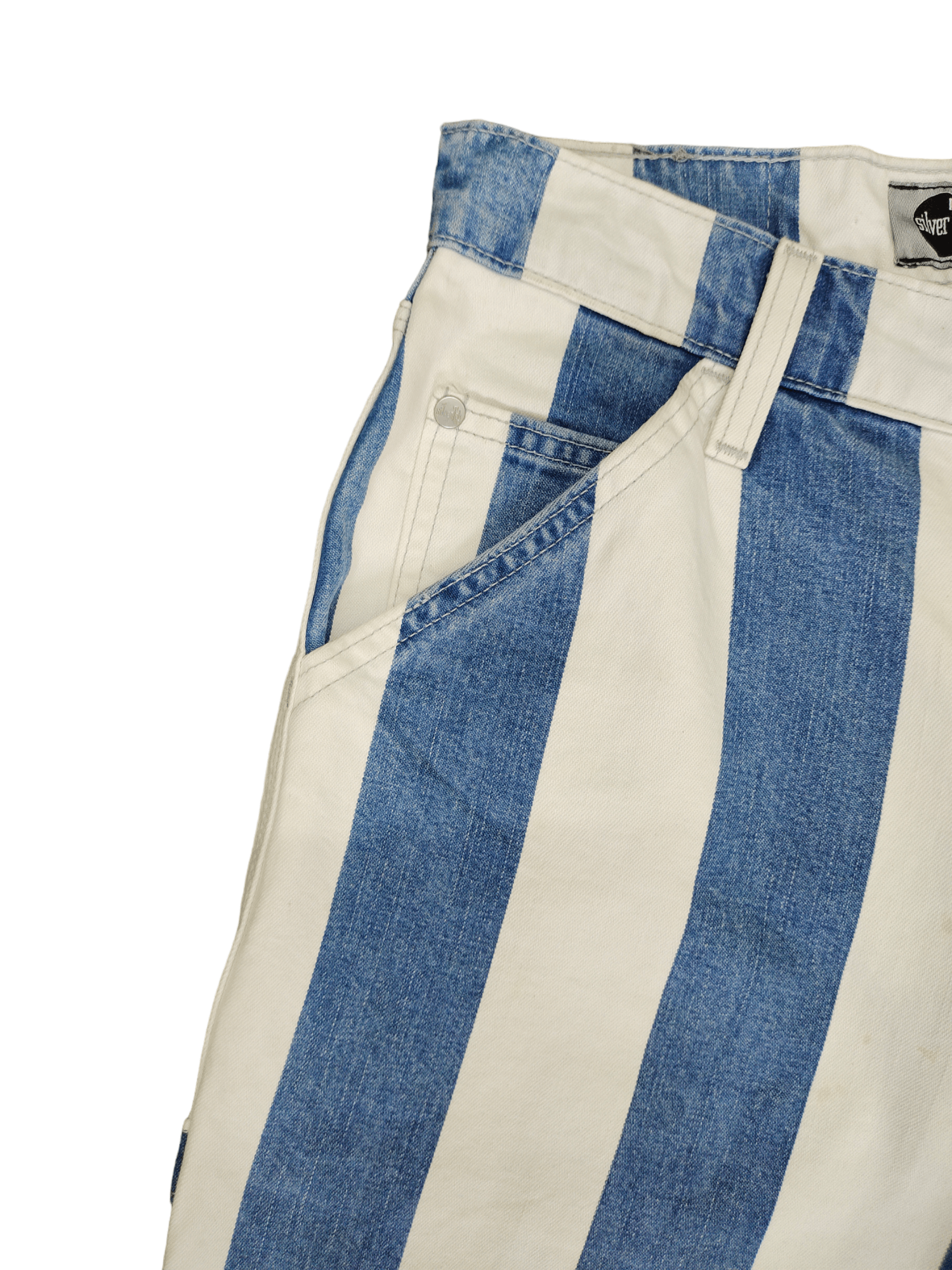 Levi's Vintage Clothing Baggy Jeans Levis Silver Tab Prisoner Striped Carpenter 3Q Size US 31 - 15 Thumbnail