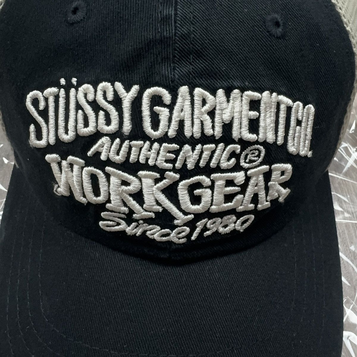 Stussy Stussy Low Pro Workgear Strapback Black Trucker Mesh Hat Size ONE SIZE - 7 Thumbnail