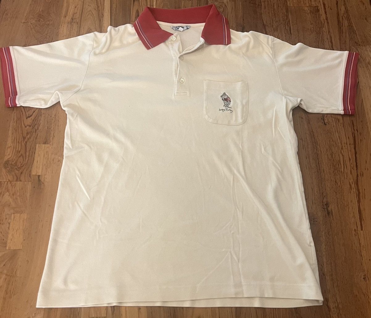 image of Vintage Iceberg History Pooh Bear Polo Shirt in White, Men's (Size XL)