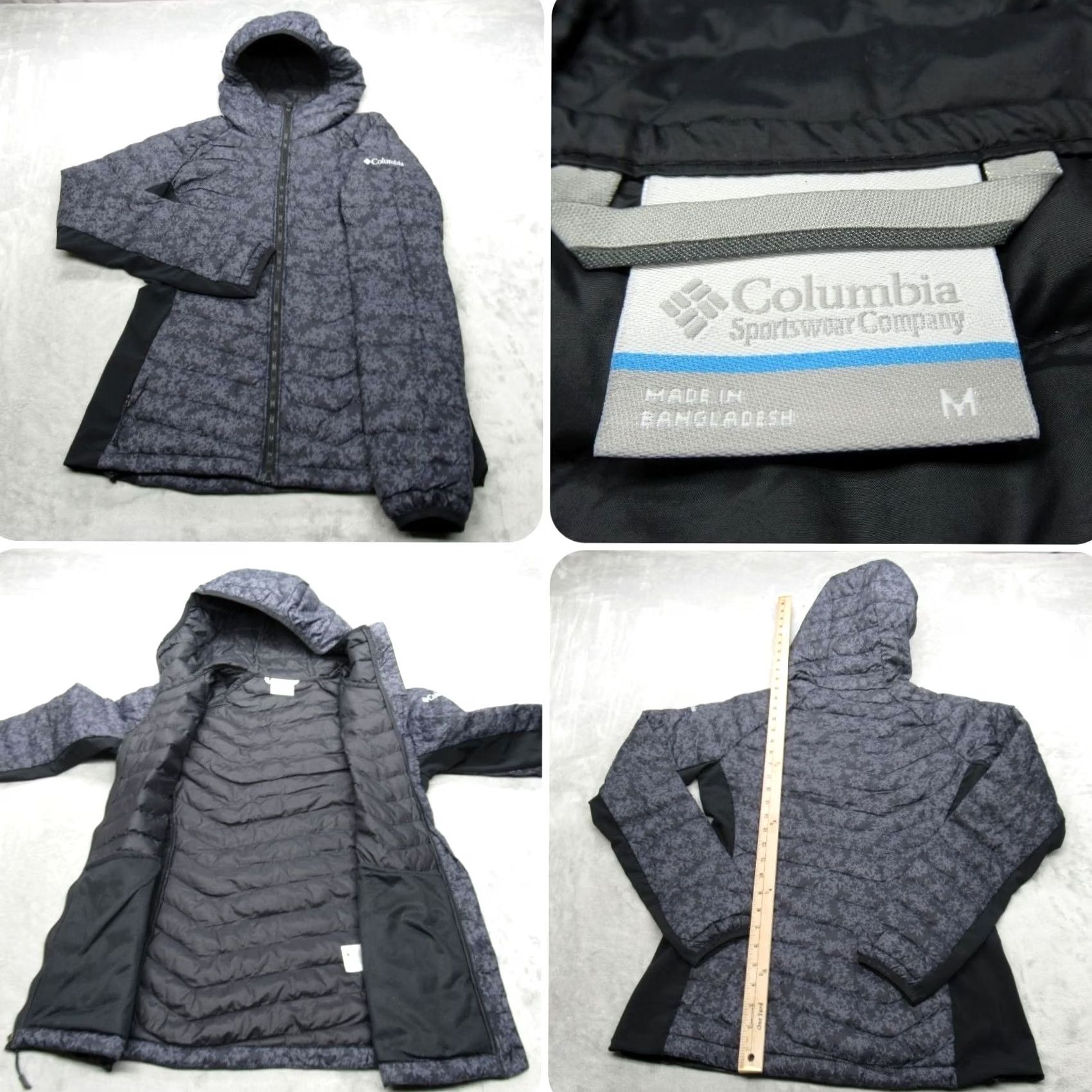 Vintage Columbia Jacket Women Medium Dark Blue Floral Hooded Lightweight Puffer Hybrid Size M / US 6-8 / IT 42-44 - 2 Thumbnail