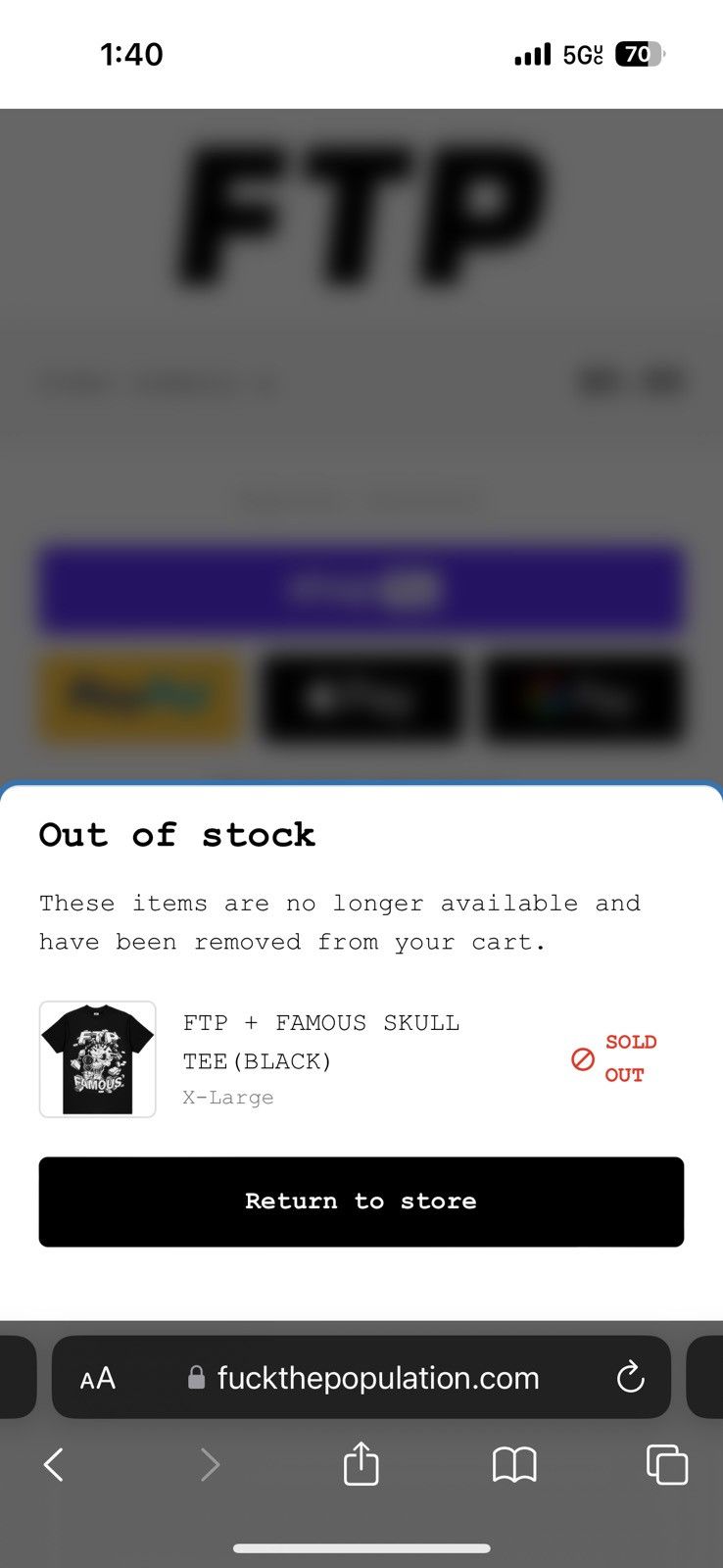 Fuck The Population FTP + FAMOUS SKULL TEE(BLACK) Size US XL / EU 56 / 4 - 2 Thumbnail