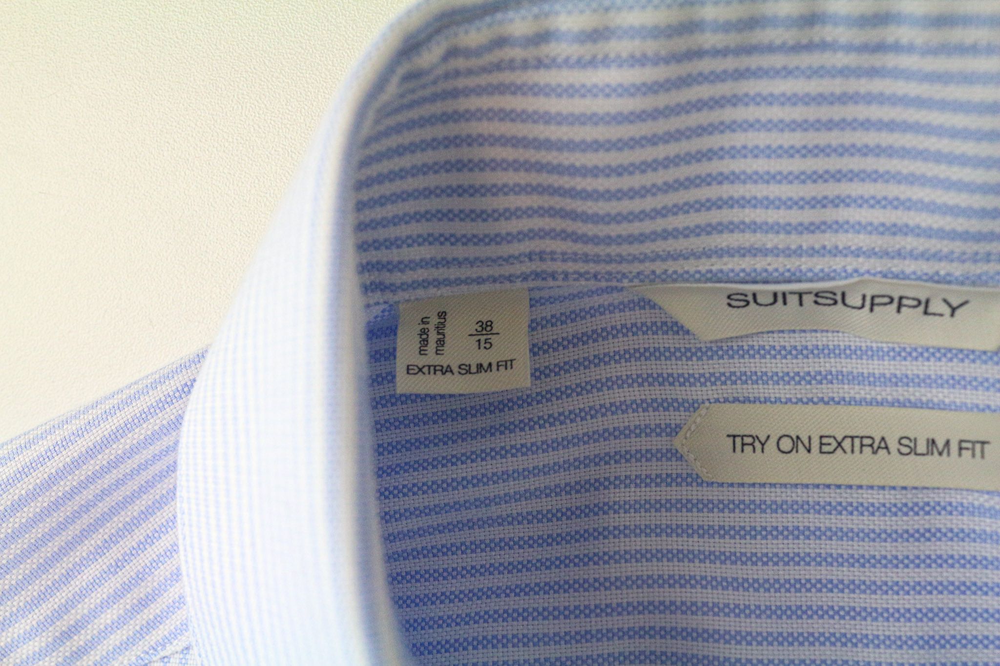 Suitsupply 38/15 Extra Slim Blue Cotton Striped Twill Shirt 78645 Size 38R - 5 Thumbnail