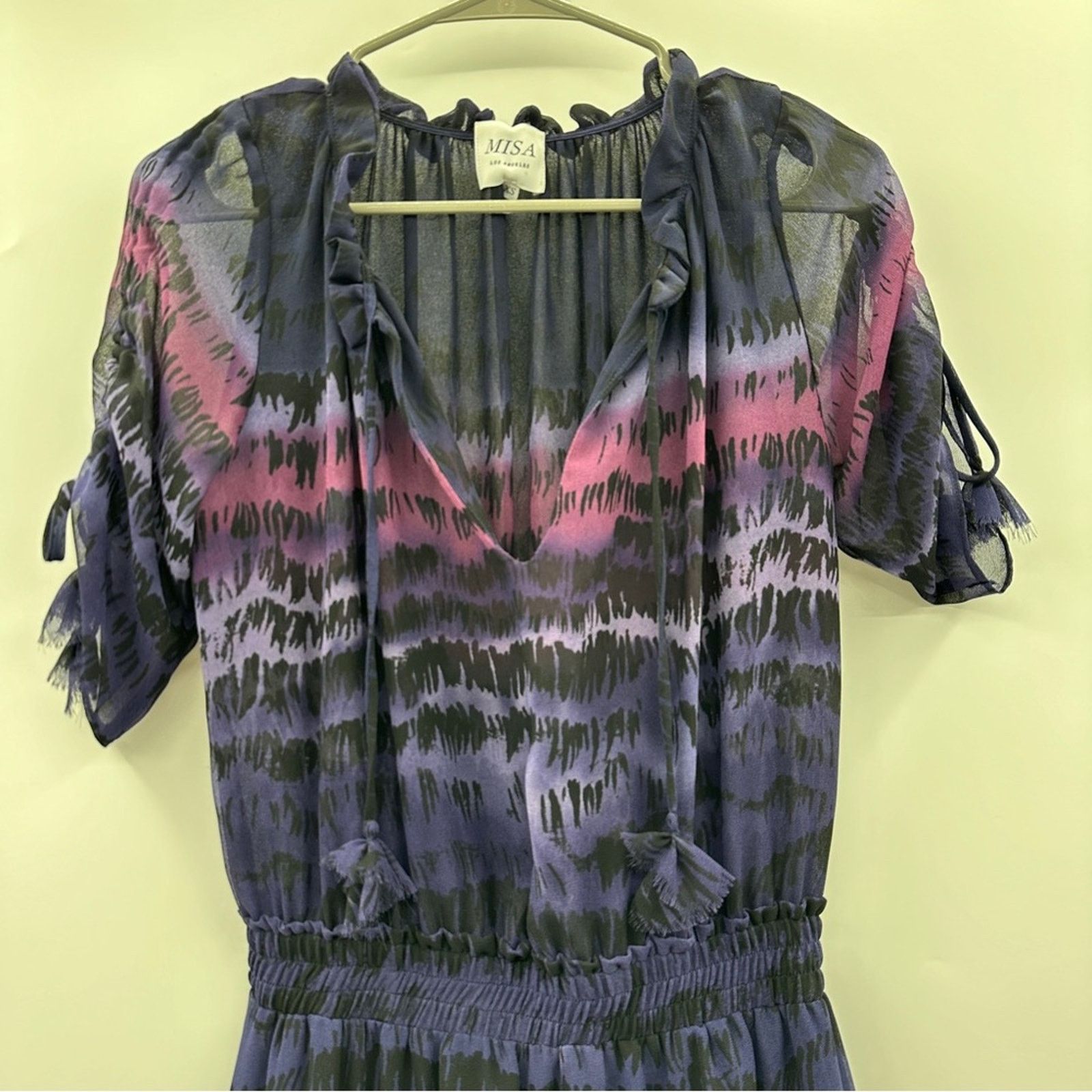 MISA Los Angeles Misa Los Angeles Becca Purple Tie Dye Tassel Tie Mini Dress Size XS / US 0-2 / IT 36-38 - 3 Thumbnail