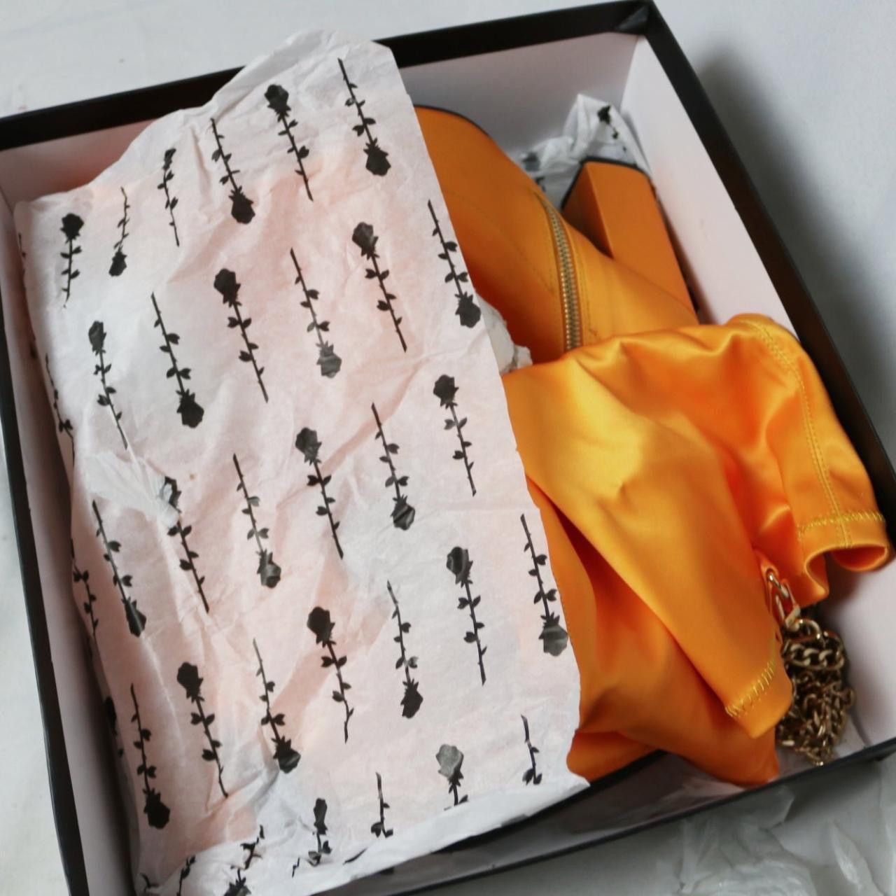 Poster Girl Poster Girl Orange Satin Gold Chain Over the Knee Sock Boots Size US 7 / IT 37 - 2 Thumbnail