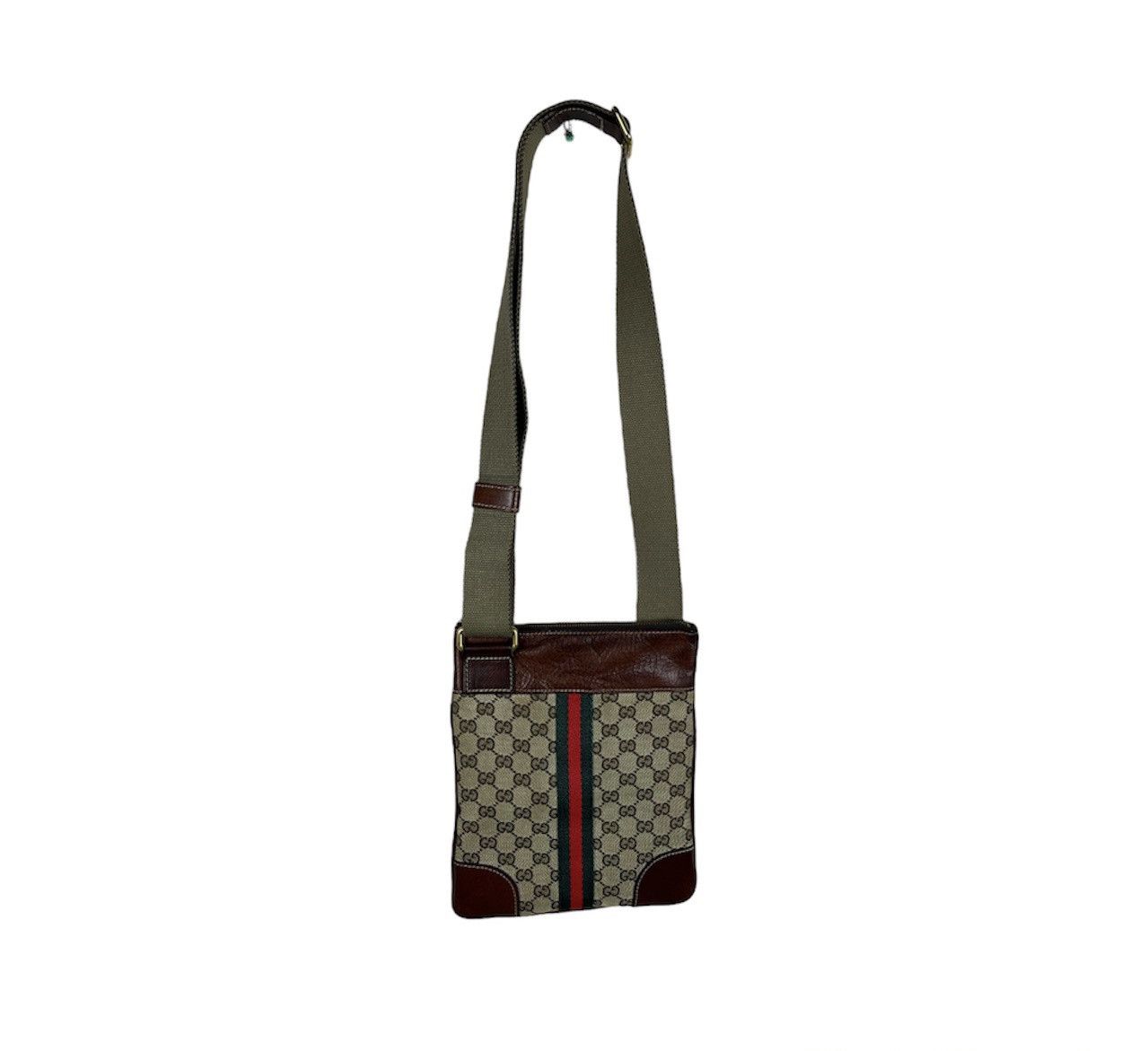 Vintage rare Gucci vintage canvas messenger bag GG monogram leather Size ONE SIZE - 1 Thumbnail