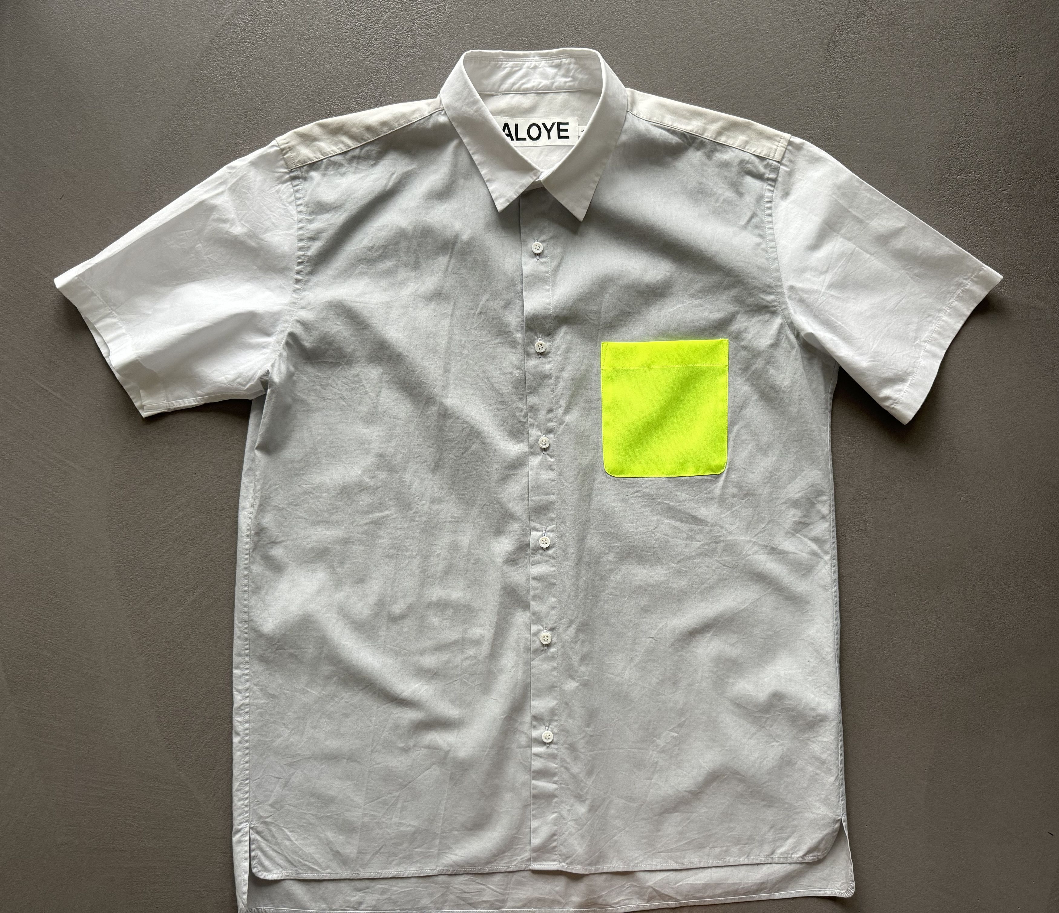 Japanese Brand ALOYE Short Sleeve Panelled Shirt, Neon Pocket Size US M / EU 48-50 / 2 - 1 Thumbnail