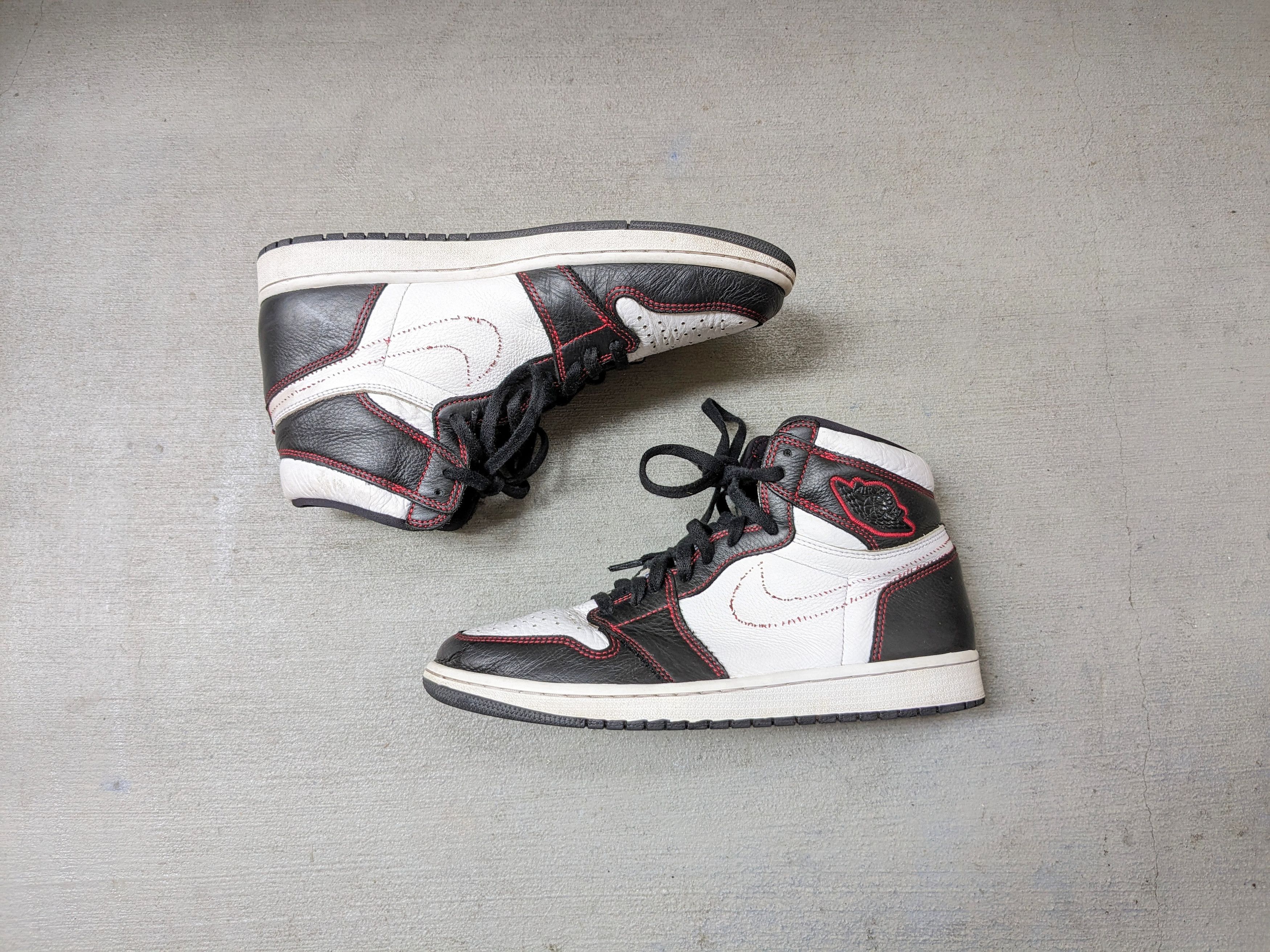 image of Jordan Nike Air Jordan 1 High Defiant 11 Retro Leather Cd6579-071 Shoes in Black White Red Yellow