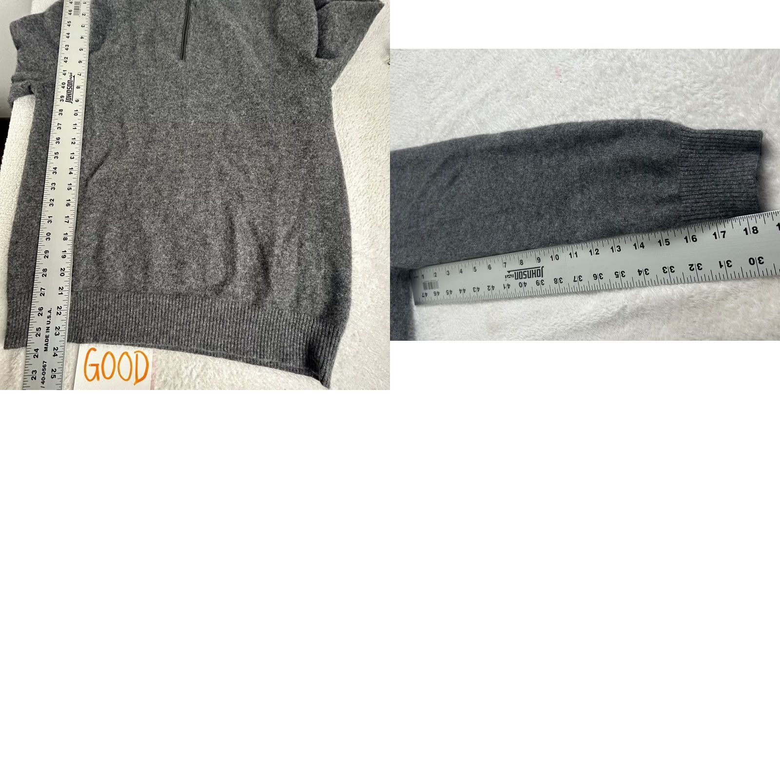 Vintage Cheviot Womens Cashmere Quarter-Zip Mock Neck Pullover Sweater 2XL Gray Cozy Size XXL / US 16-18 / IT 52-54 - 8 Thumbnail