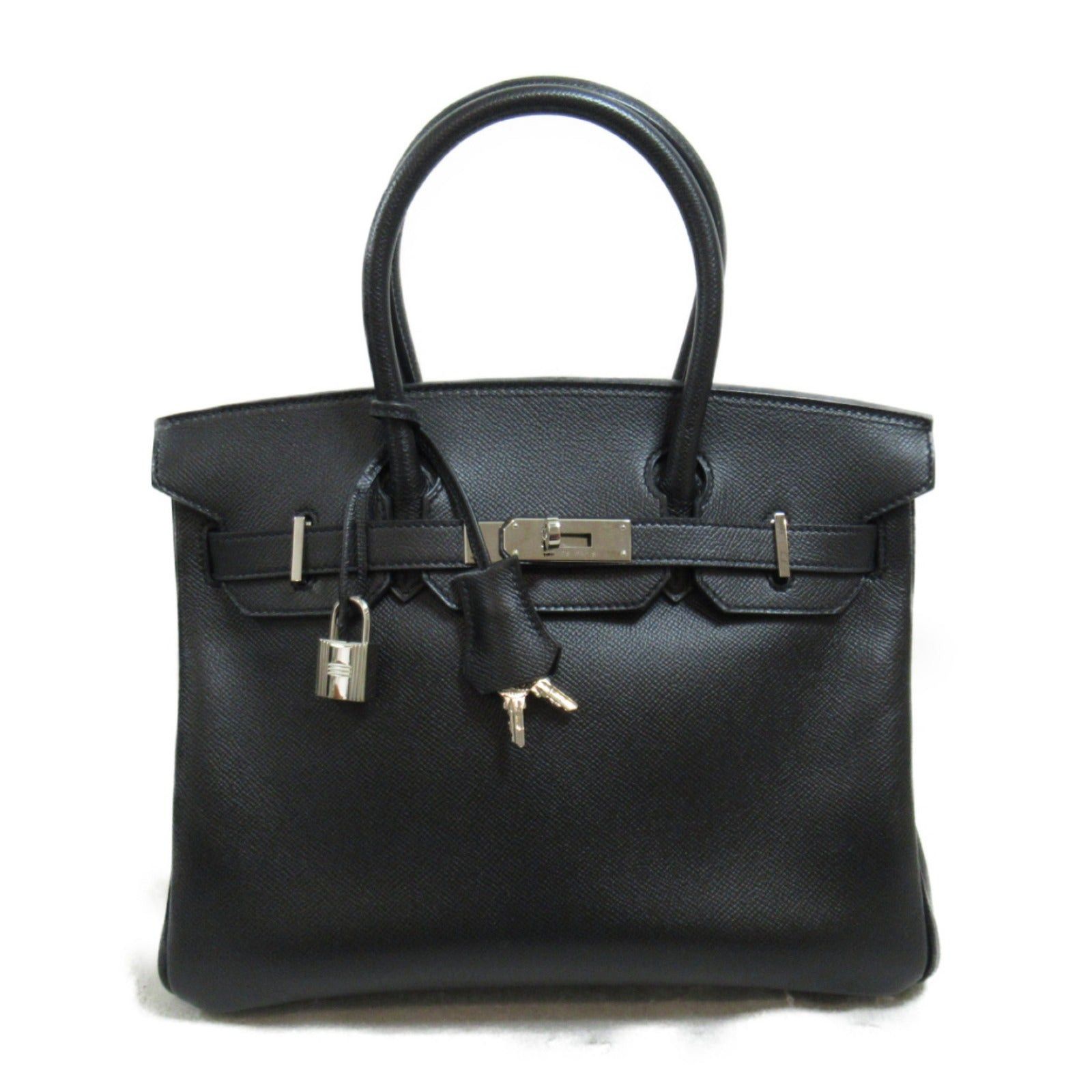 Hermes Hermes Birkin 30 Black Handbag Leather Veau Epsom (Hermes) Silver Hardware □O Stamp Size ONE SIZE - 1 Thumbnail