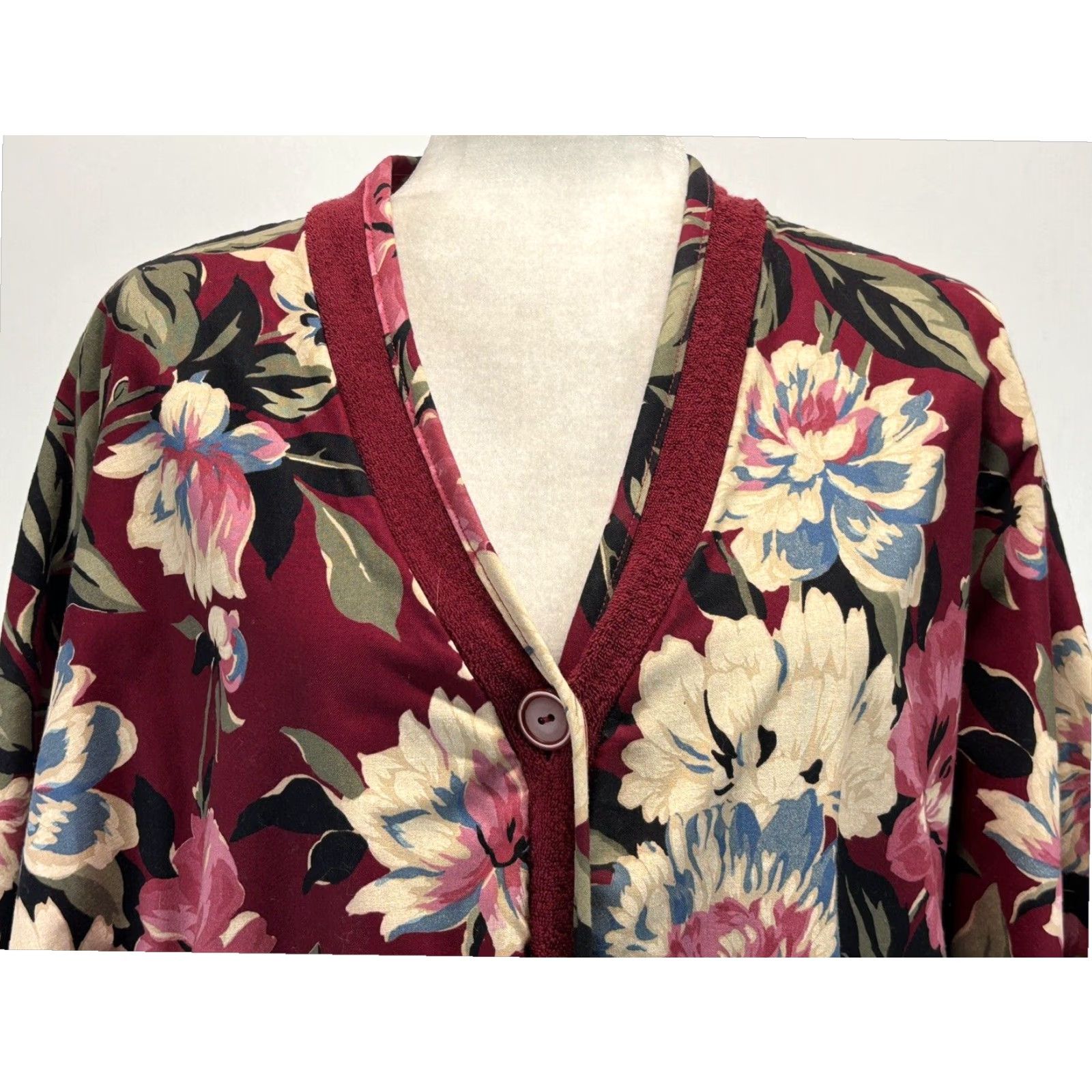 Vintage VINTAGE Cypress Floral Robe Women's Medium Red Cotton Blend 1980s Size ONE SIZE - 6 Thumbnail
