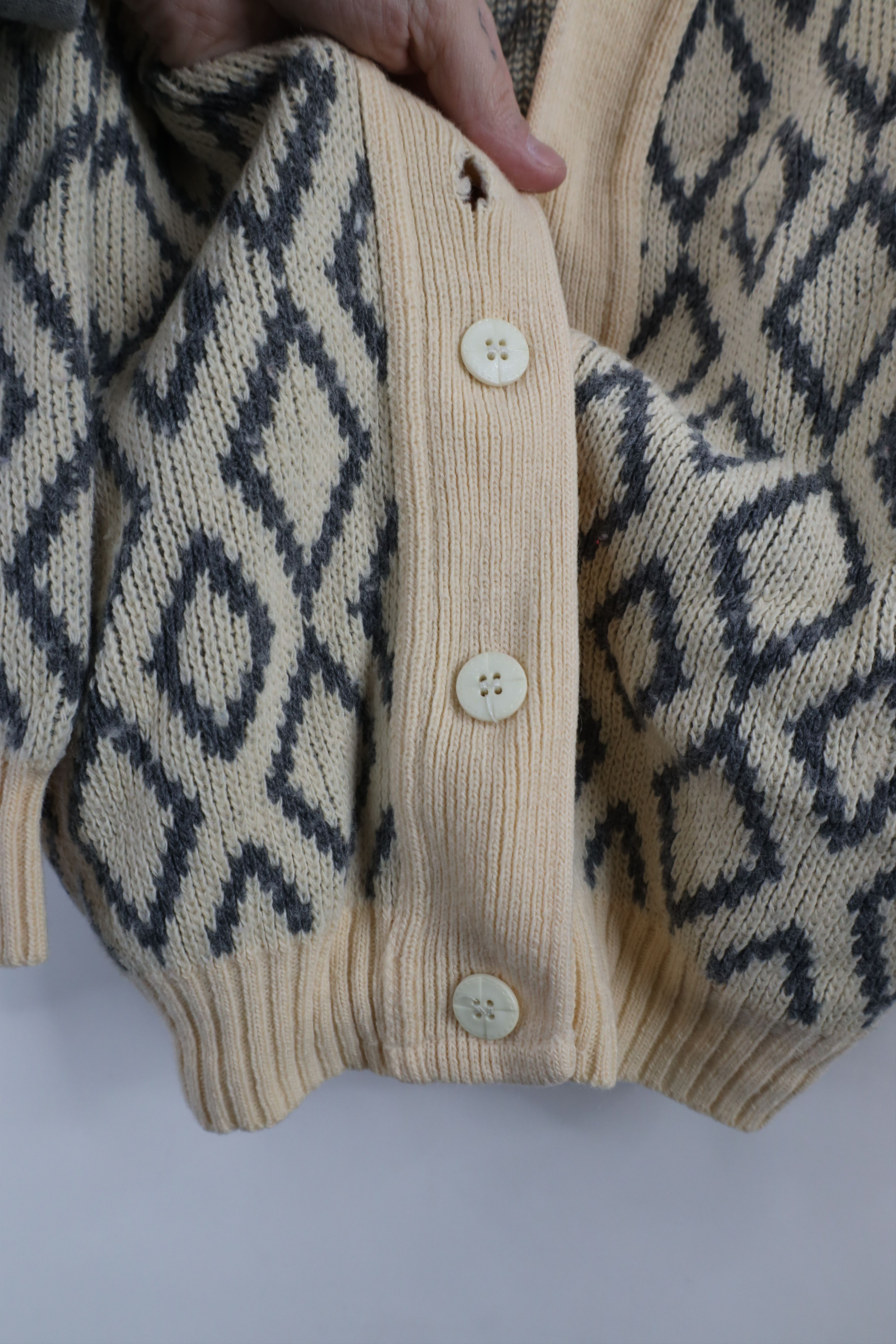 Vintage Vintage 90s Streetwear Diamond Knit Cardigan Sweater Size M / US 6-8 / IT 42-44 - 6 Thumbnail