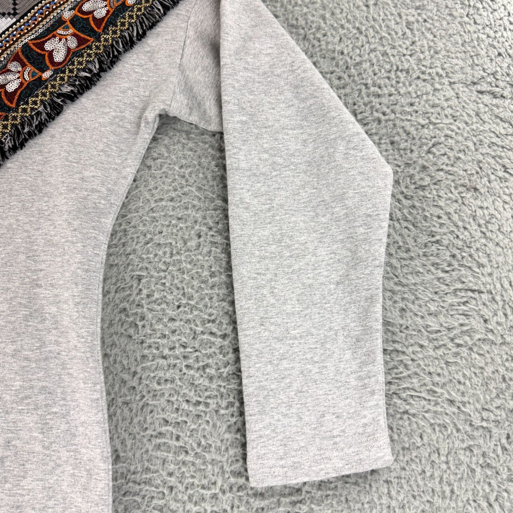Boston Proper Boston Proper Mini Dress Womens M Gray Beaded Embroidered Long Sleeve Boho Dress Size M / US 6-8 / IT 42-44 - 4 Thumbnail