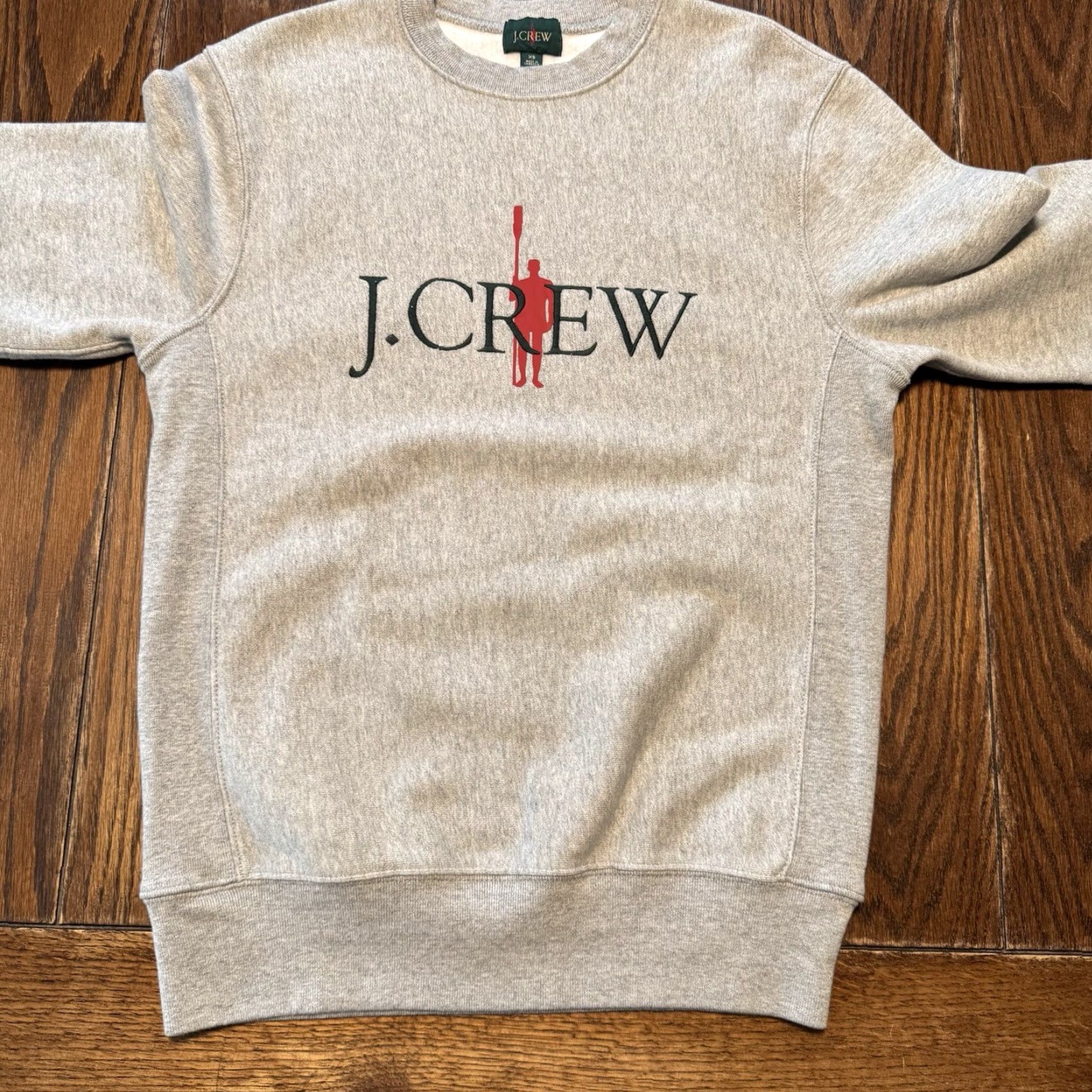 J.Crew J.CREW Heritage Oarsman Crew Gray Embroidered Sweatshirt Mens XS Pullover Crew Neck Heavyweight Regular Cotton Blend Fleece Socks? (Oops) Size US XS / EU 42 / 0 - 2 Thumbnail