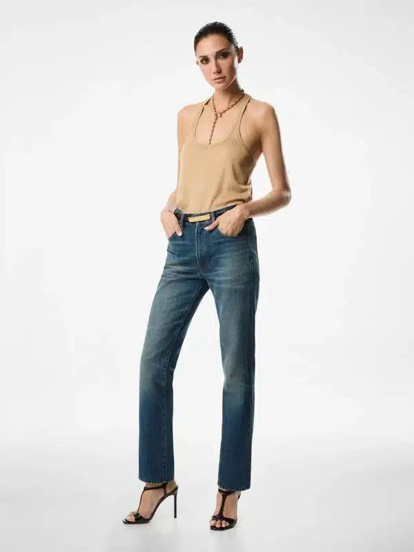 Tom Ford o1loc1c0525 PAD114 Stone Washed Straight Leg Jeans in Blue Size 29" - 4 Thumbnail
