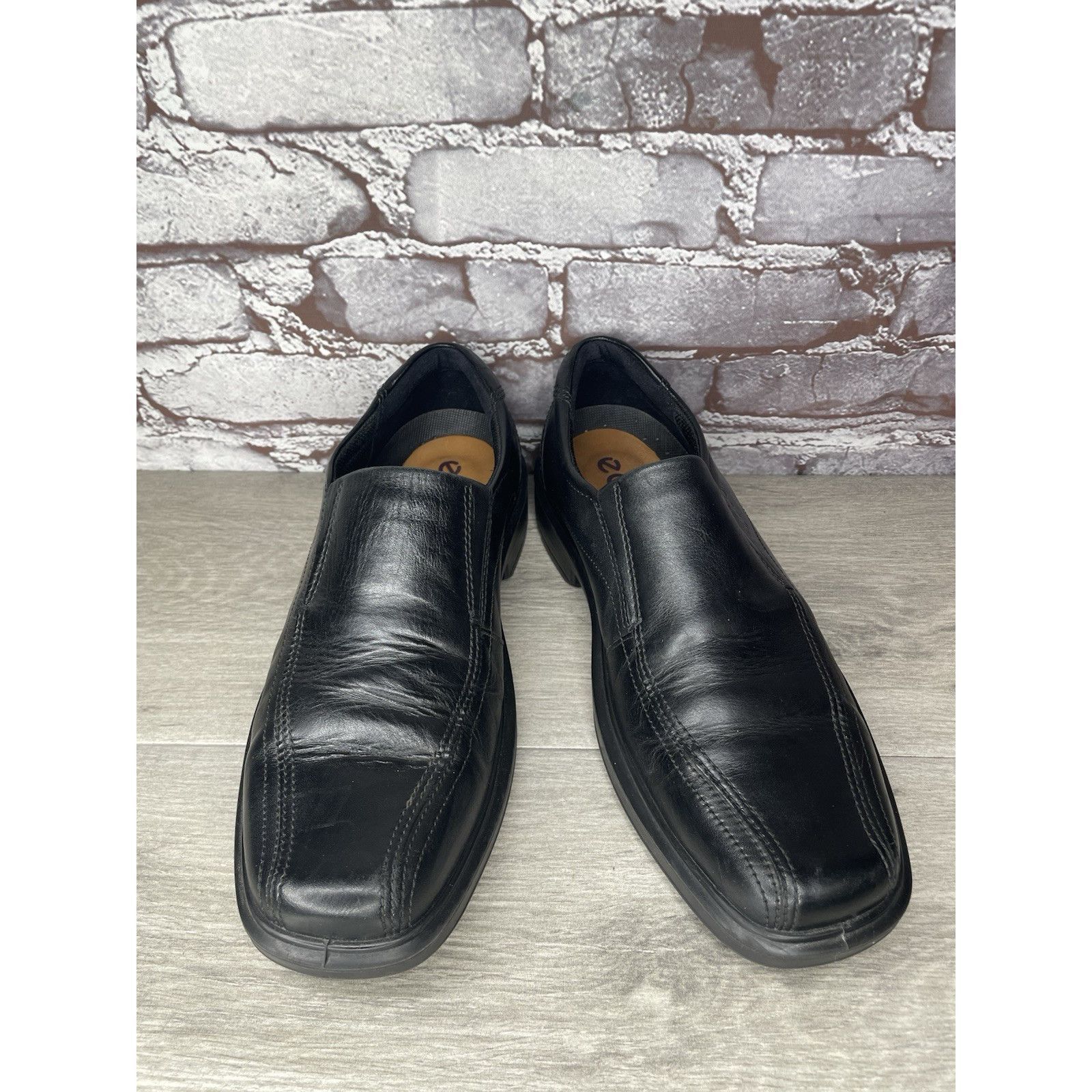 Ecco Ecco Black Leather Apron Toe Slip On Casual Loafers Shoes Me Size US 10 / EU 43 - 12 Thumbnail