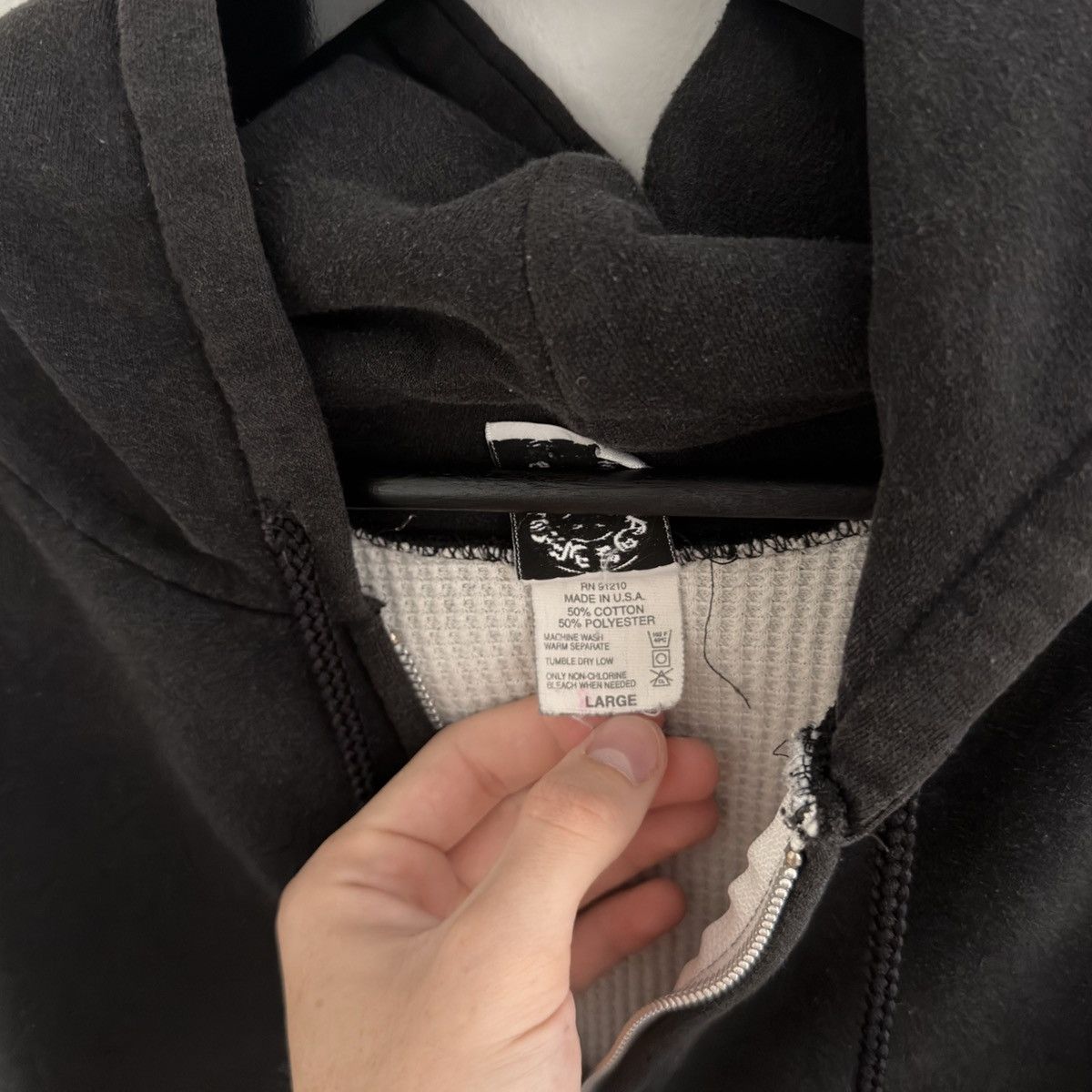 Chrome Hearts Vintage Chrome Hearts Thermal Lined Zip Up Hoodie Size US L / EU 52-54 / 3 - 4 Thumbnail