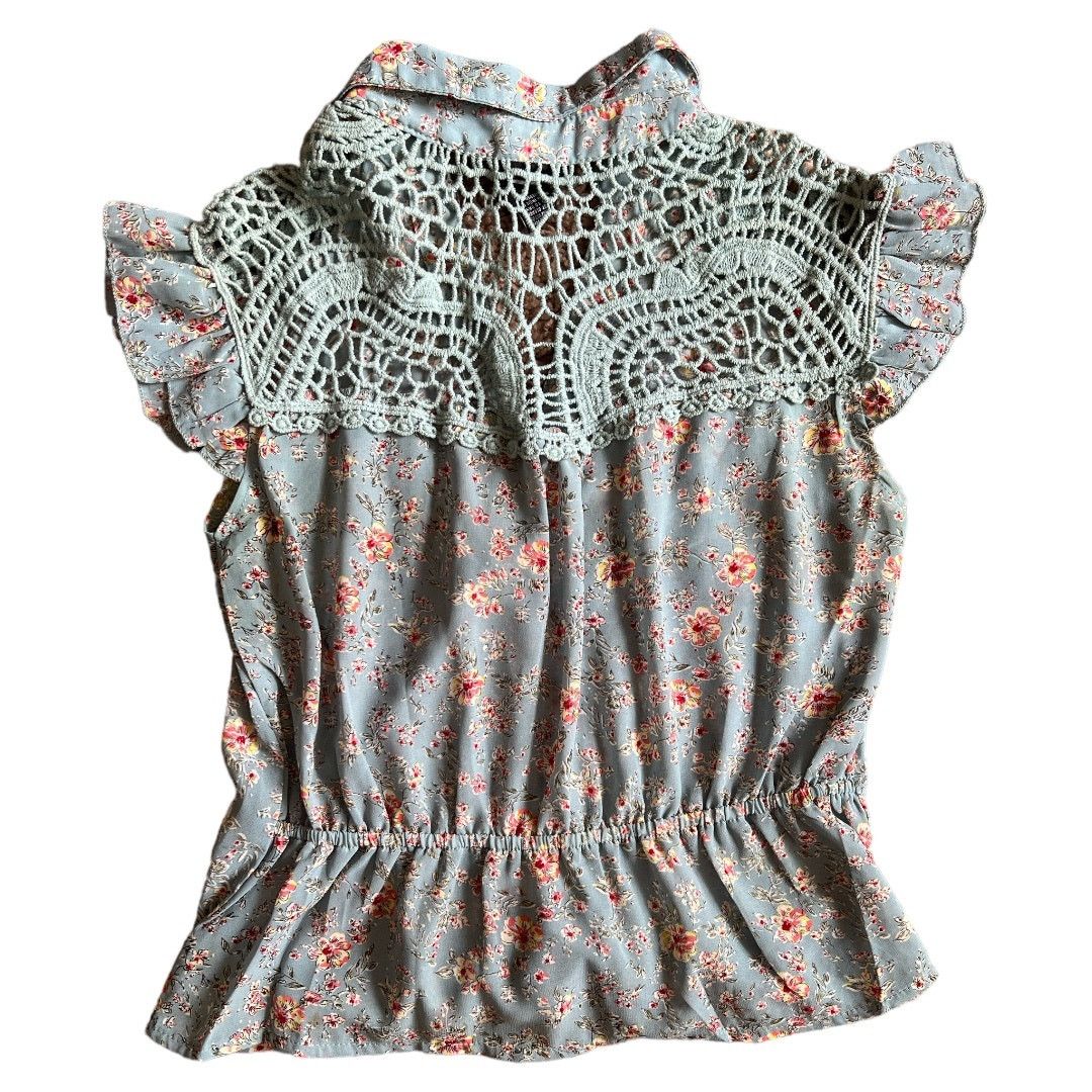 rue21 Rue 21 Blue Floral Print Collared Top, S Size S / US 4 / IT 40 - 3 Thumbnail