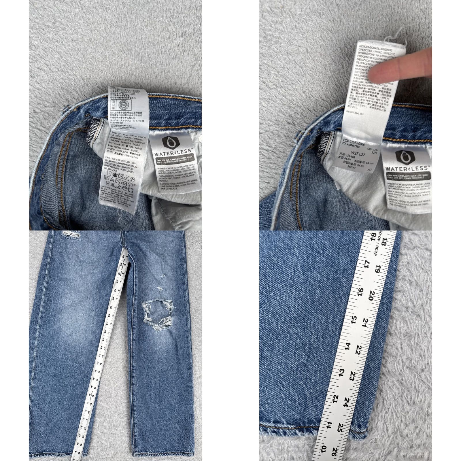 Levi's VINTAGE Levis Jeans Womens 27x27 Blue Denim Ribcage Straight Ankle Premium Big E Cotton Size 27" / US 4 / IT 40 - 8 Thumbnail