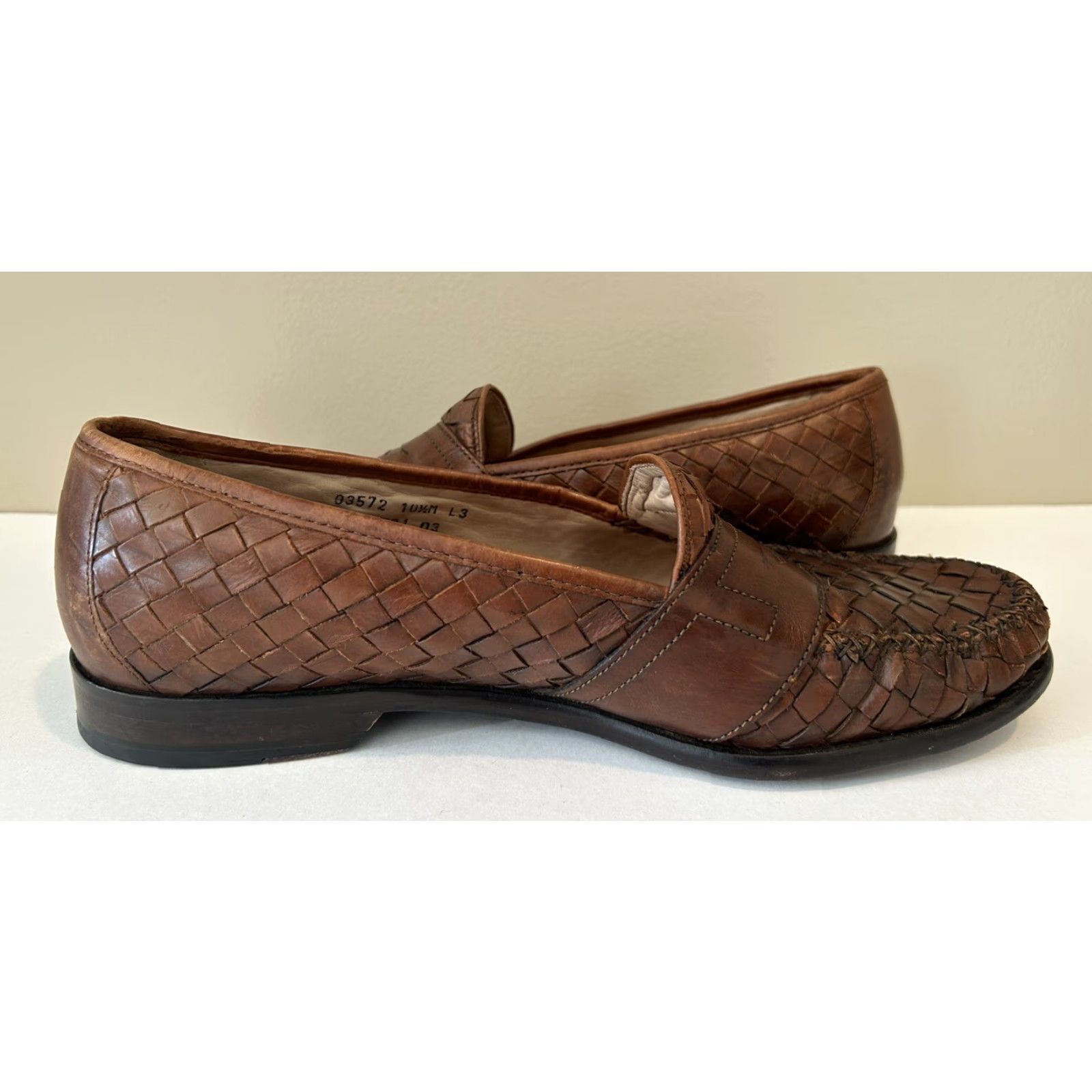 Cole Haan VINTAGE Cole Haan Brown Leather Woven Loafers Dress Shoes Men 10.5 M Oxford Comfort Brown Men Size US 11 / EU 44 - 8 Thumbnail