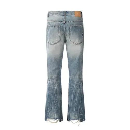 Japanese Brand × Jean Men's straight washed casual gradient ripped flared jeans Size US 34 / EU 50 - 2 Thumbnail