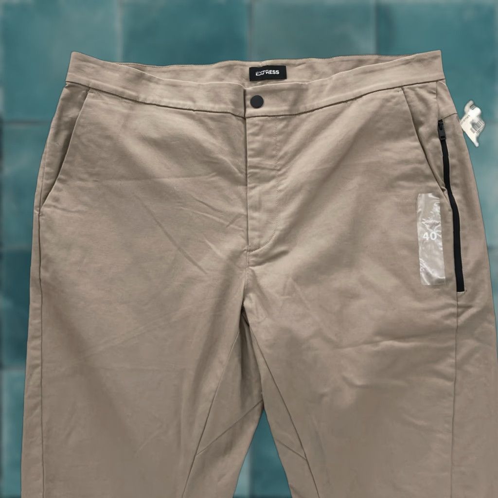 Express Express Pants Mens 40x27 Brown Slim Chino Stretch Fabric Tapered Leg Casual Pants Size US 40 / EU 56 - 1 Thumbnail