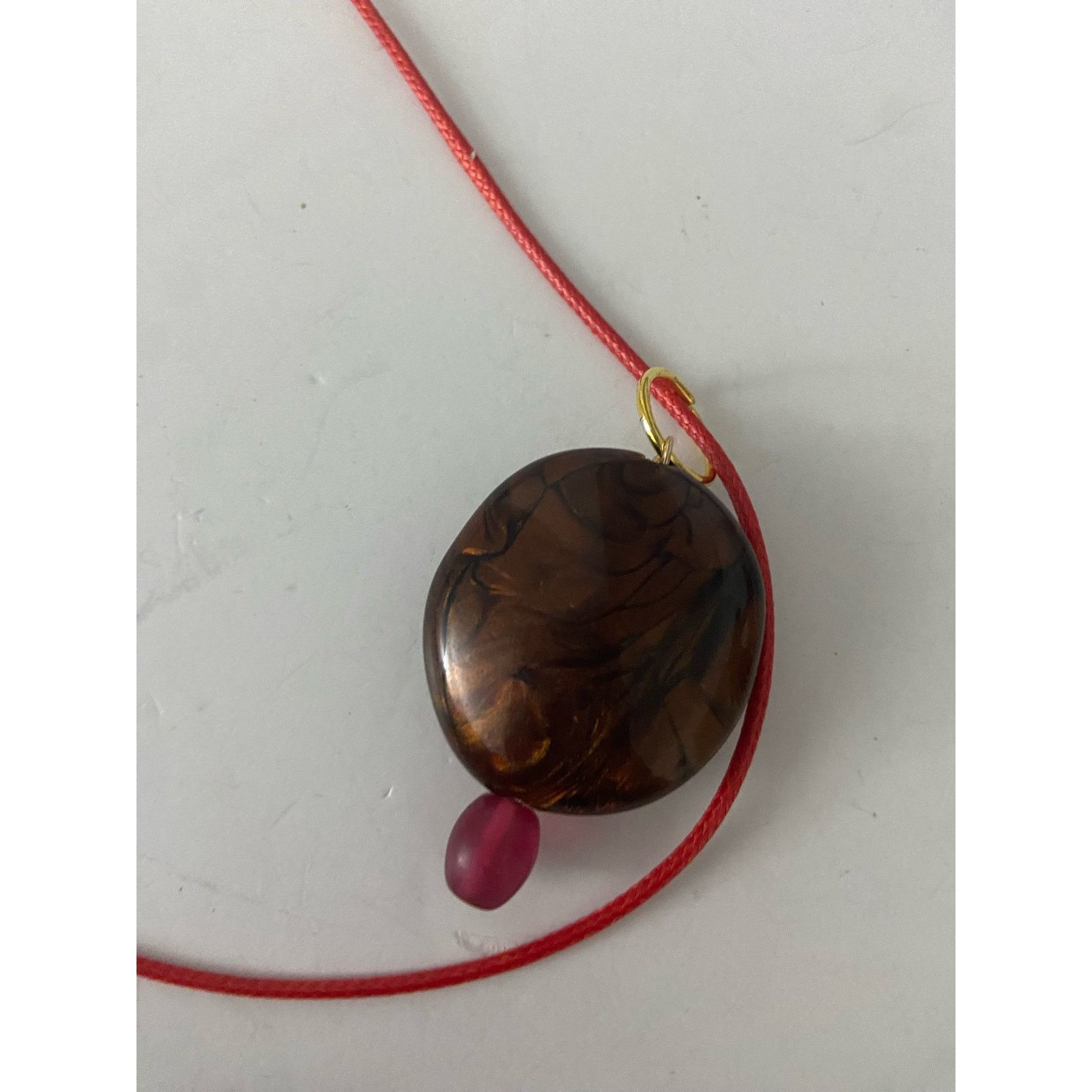 Handmade Upcycled brown bead pendant necklace Size ONE SIZE - 4 Thumbnail