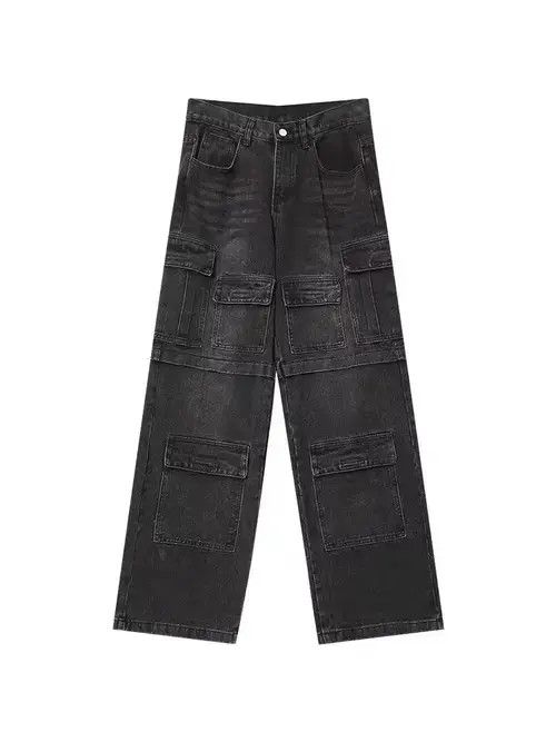 Jean Retro washed heavy duty functional multi-pocket work jeans Size US 32 / EU 48 - 6 Thumbnail