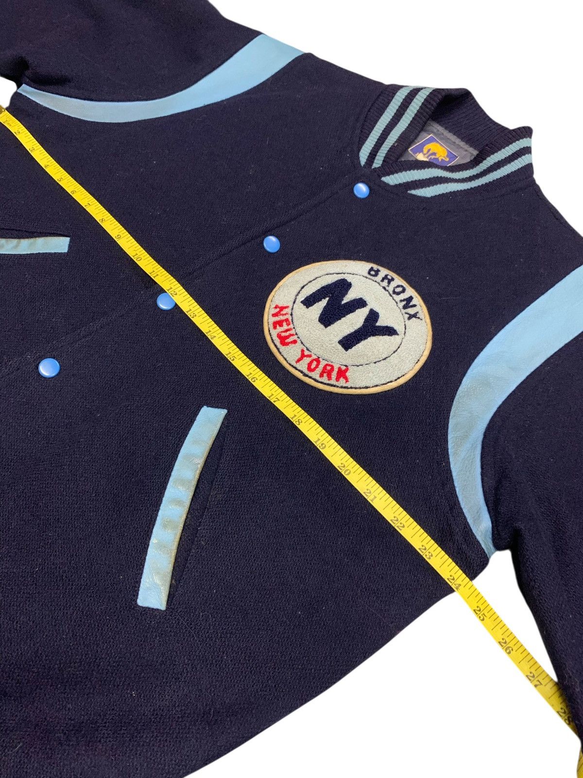Leather × Vintage Vintage 90's Bronco New York Varsity Jacket Size US L / EU 52-54 / 3 - 11 Thumbnail