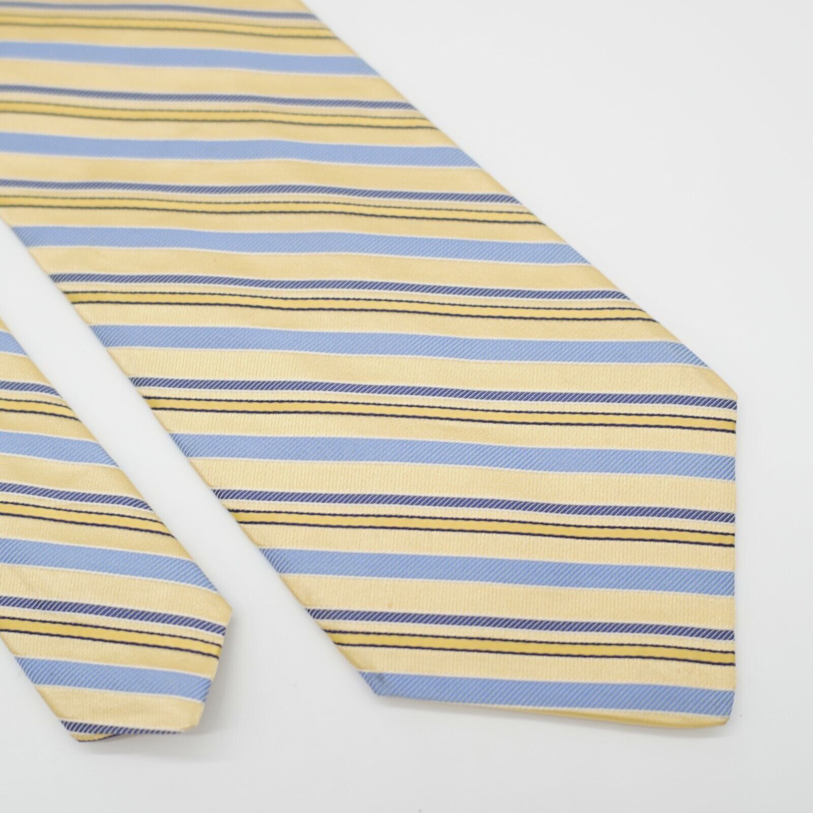 Michael Kors Michael Kors Yellow Blue Striped Woven Silk Tie Size ONE SIZE - 1 Thumbnail